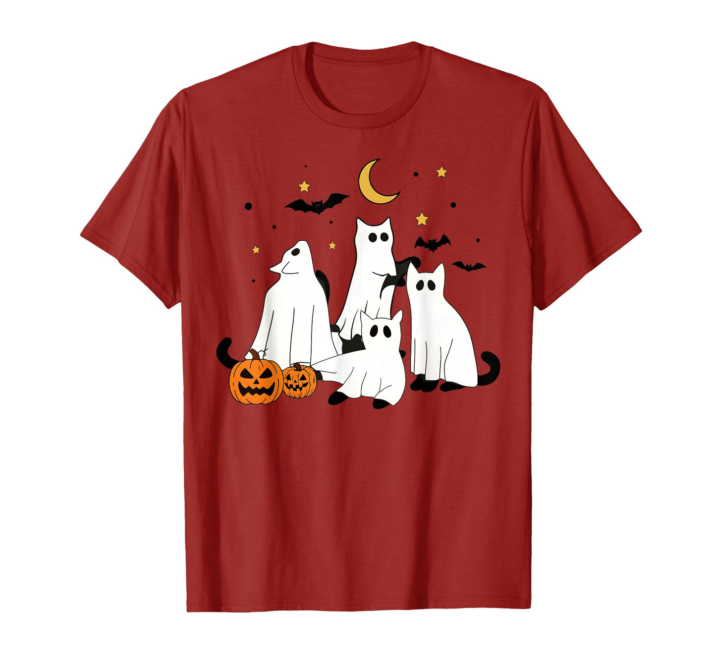 Vintage Spooky Cat Ghosts Cat Lover Halloween Women Girls T-Shirt