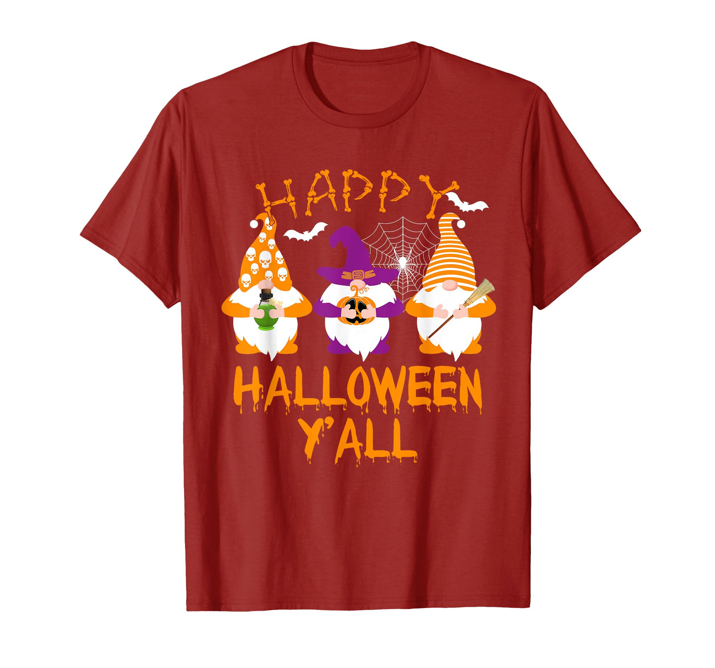 Happy Halloween Y'all Gnome Pumpkin Gnomes Men Women Kids T-Shirt