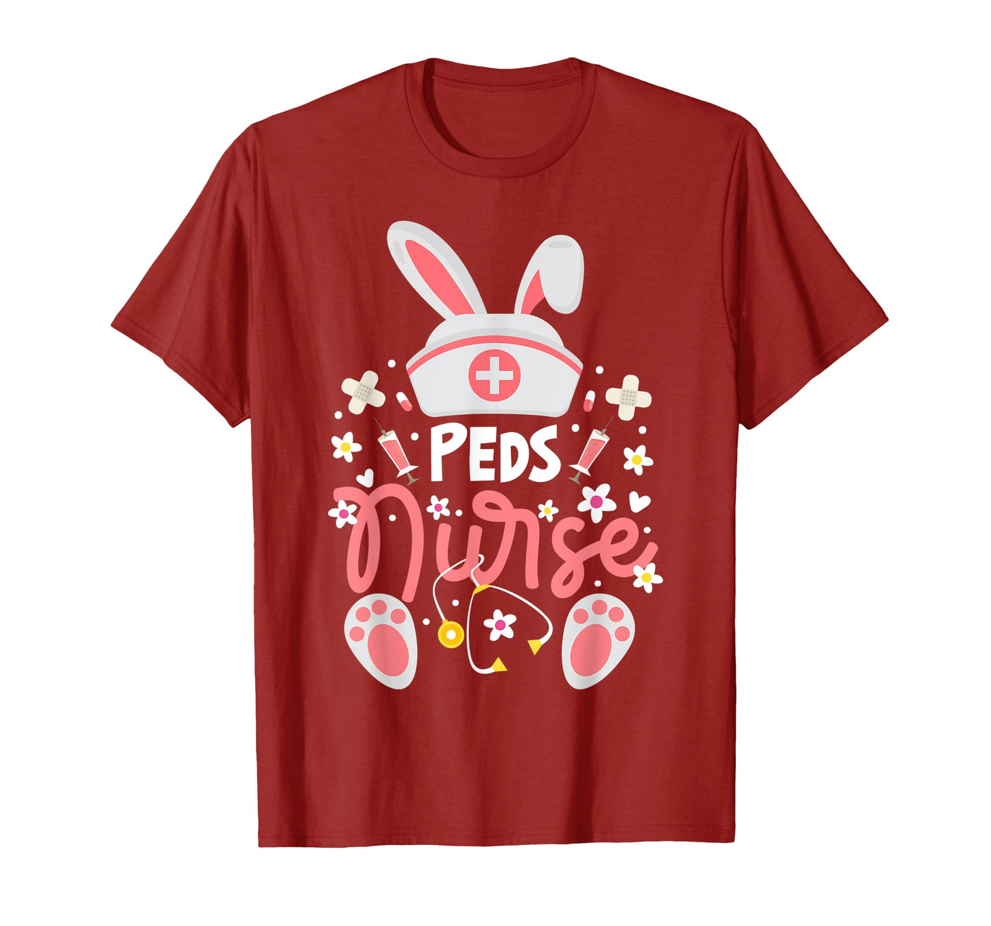 Bunny PEDS Nurse Cute Bunny Ears Hat Nurse Pediatric Nurse T-Shirt