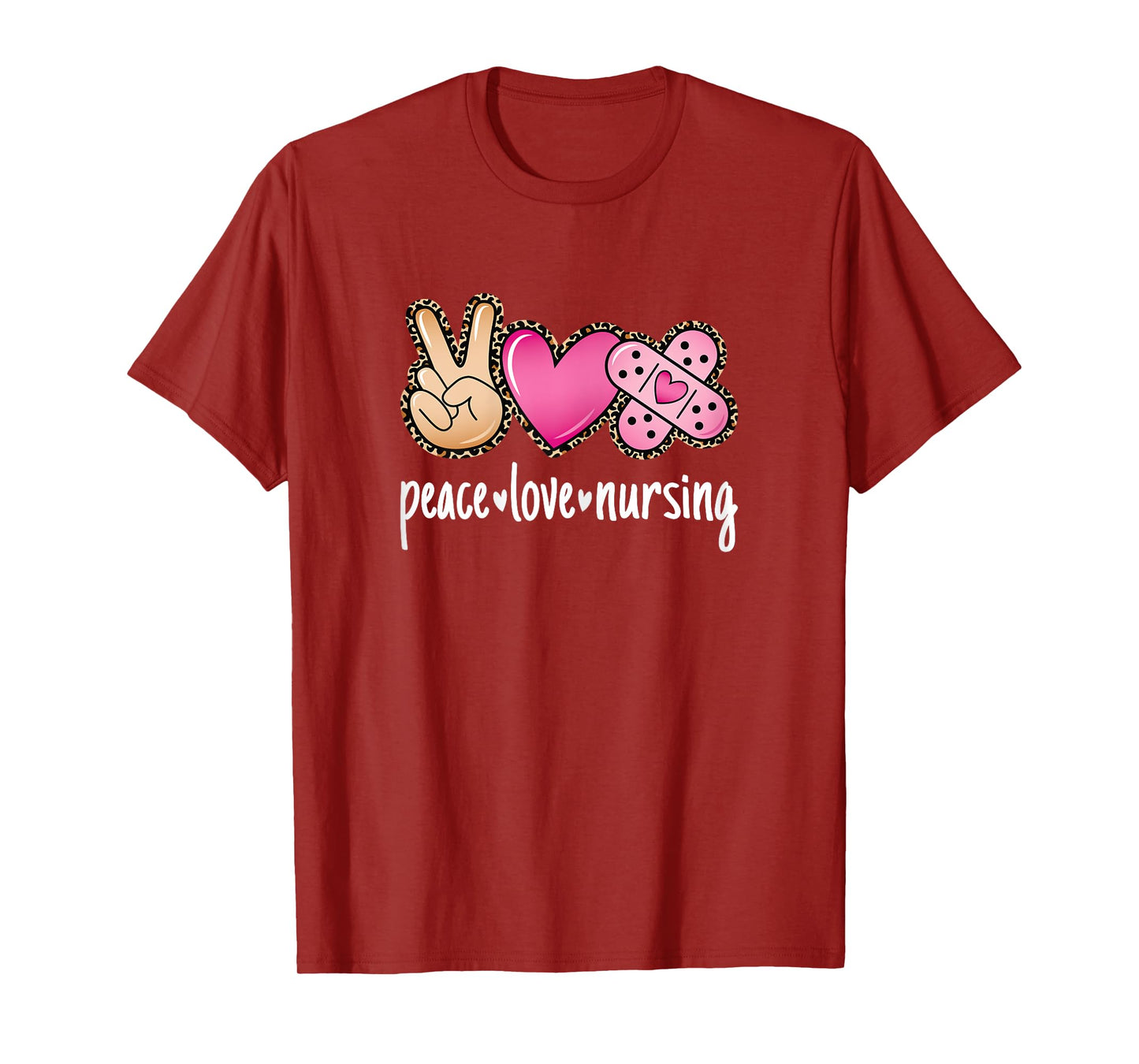 Peace Love Nursing Leopard Print Cute Nurse Women T-Shirt