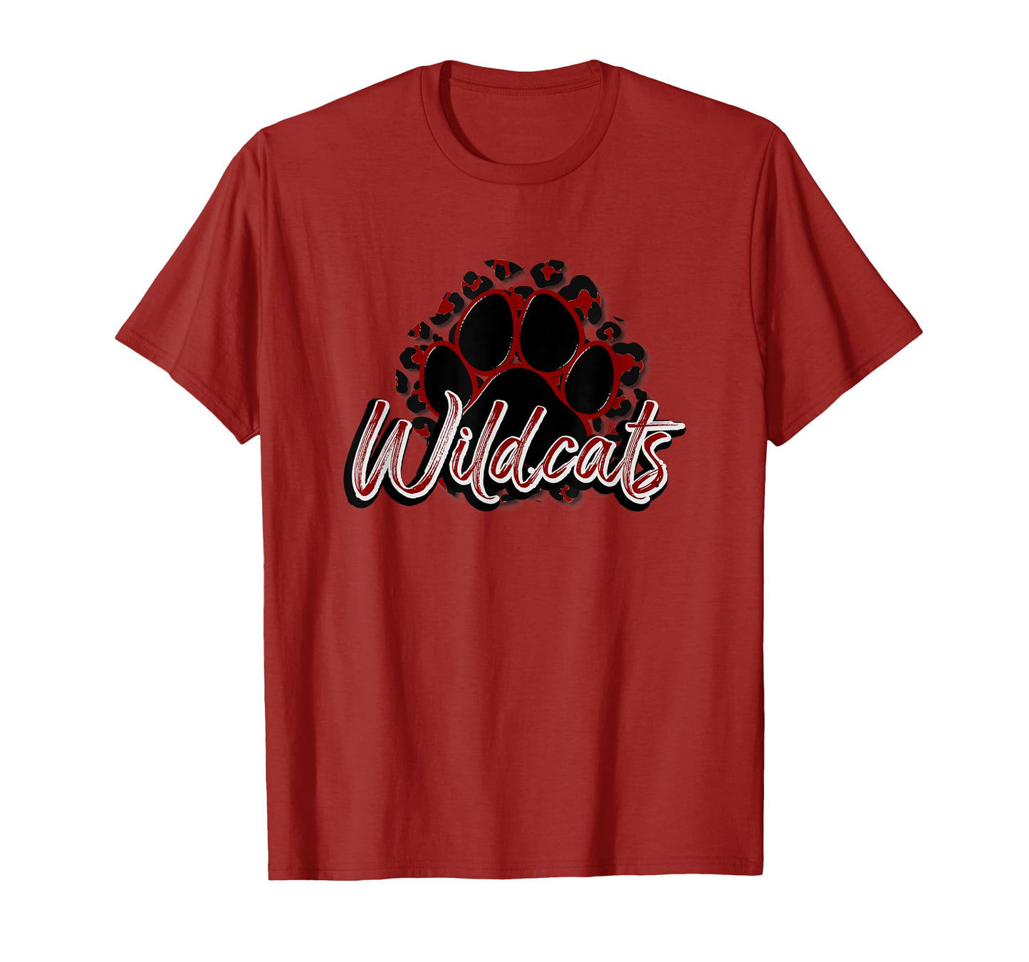 Wildcats Maroon Black Cheetah School Sports Fan Team Spirit T-Shirt