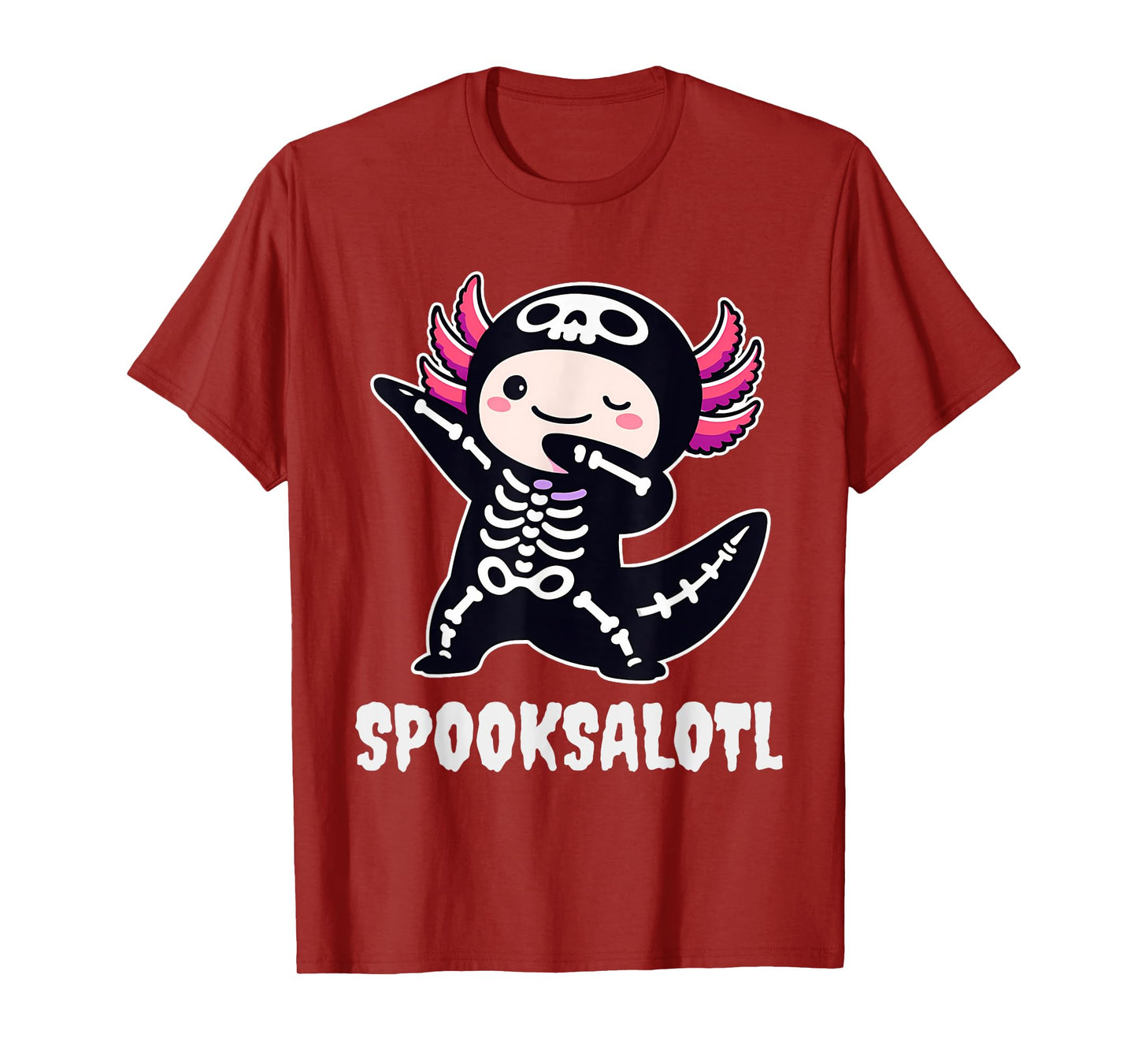 Spooksalotl Axolotl Skeleton Halloween for Kids Boys Girls T-Shirt