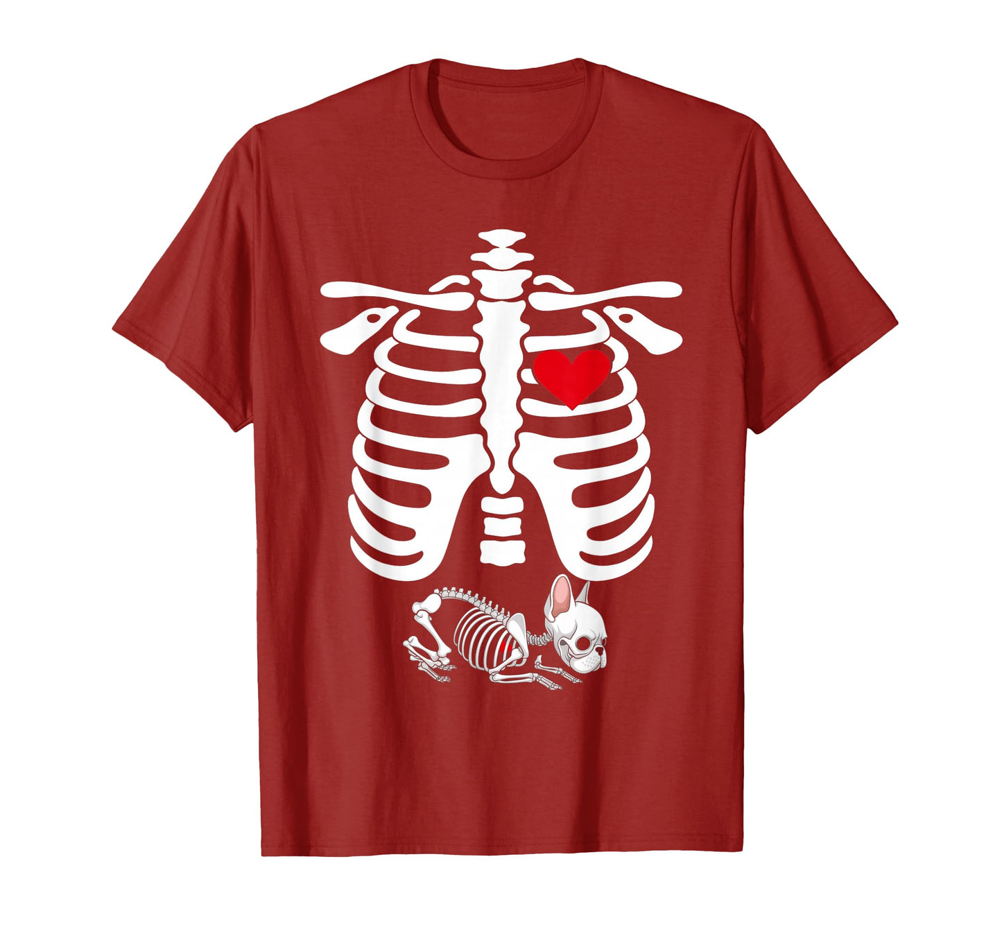 Skeleton Pregnancy Announcement French Bulldog Halloween T-Shirt