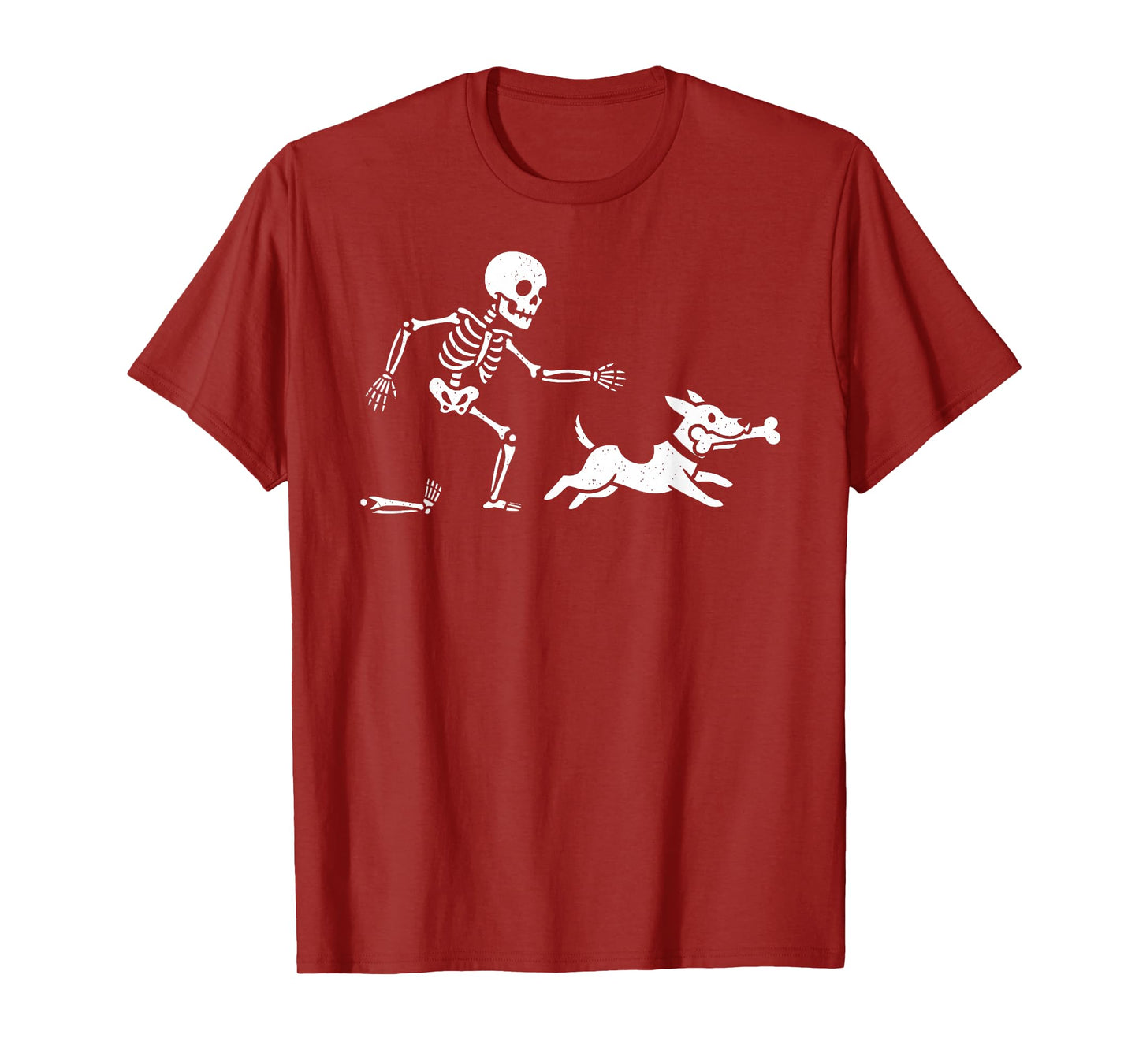 Skeleton Chasing Dog Funny Pet Owner Halloween Meme T-Shirt