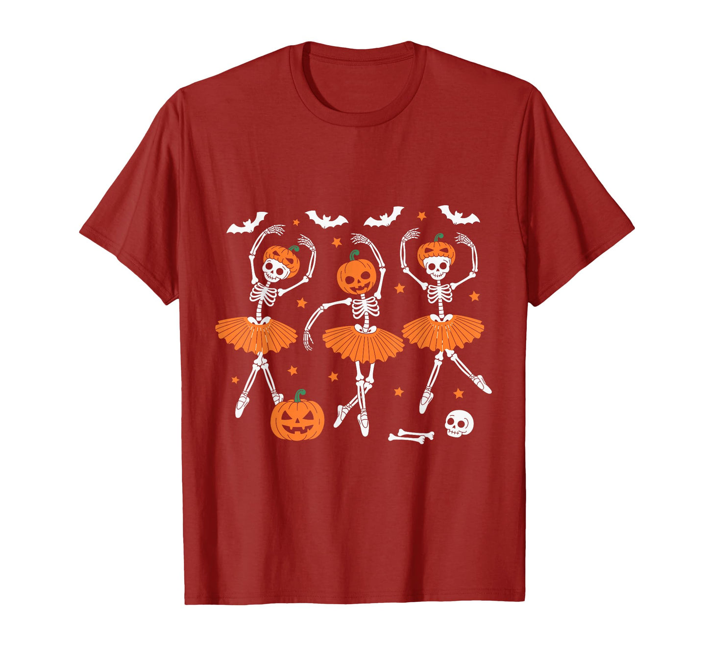 Halloween Skeleton Ballerina Pumpkin Dance Costume T-Shirt