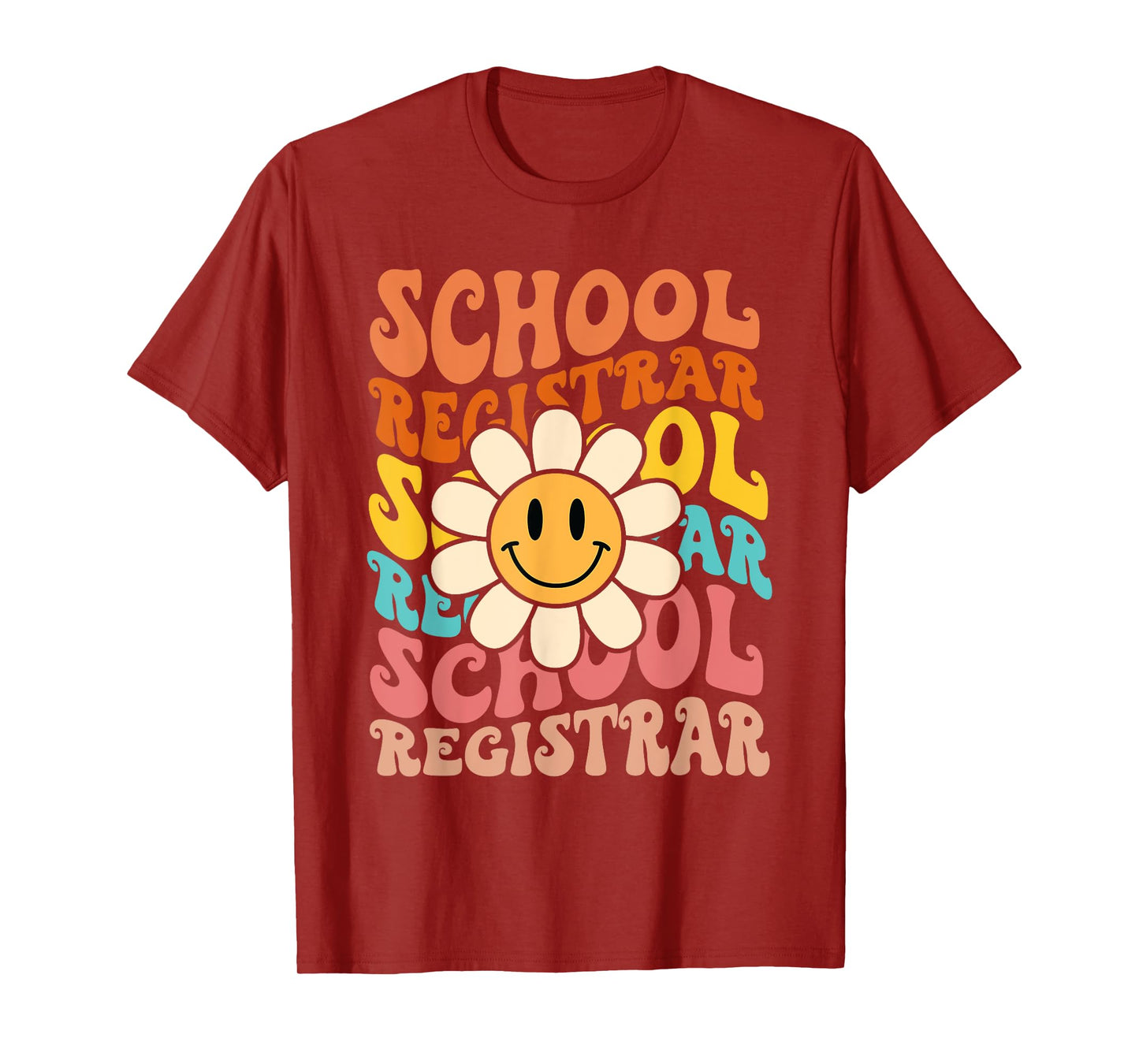 Retro Groovy Flower School Registrar Men Women Gifts T-Shirt