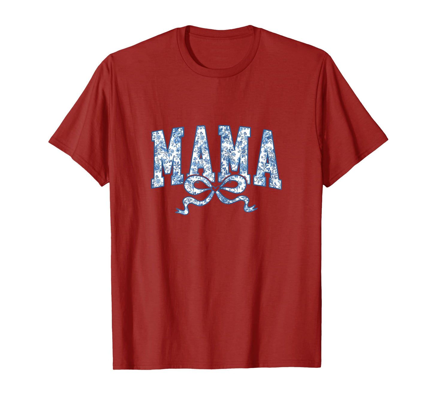 Mama Coquette Toile Blue Bow Floral T-Shirt