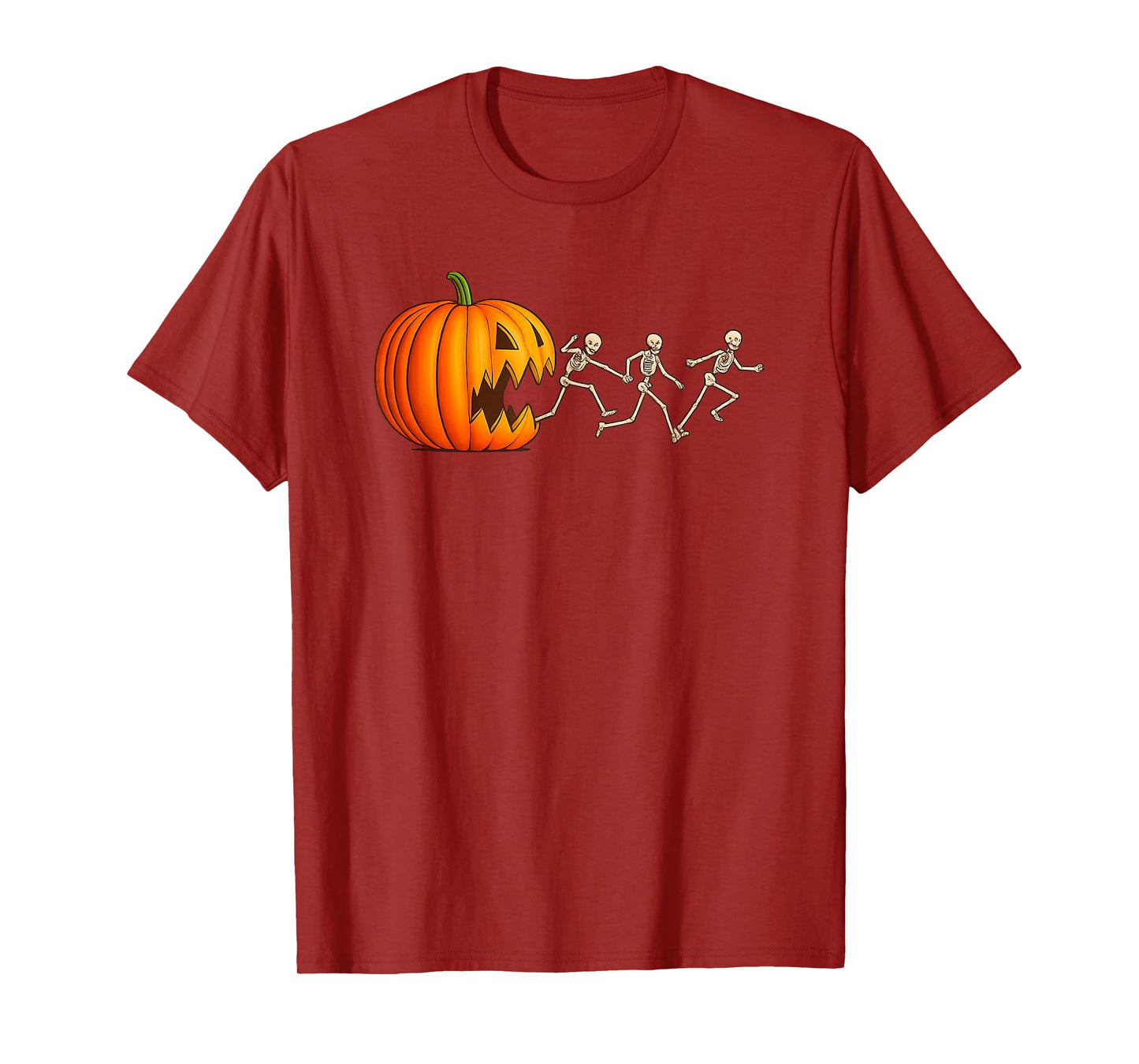 Halloween Pumpkin Skeleton Running Art Spooky Creepy Cute T-Shirt