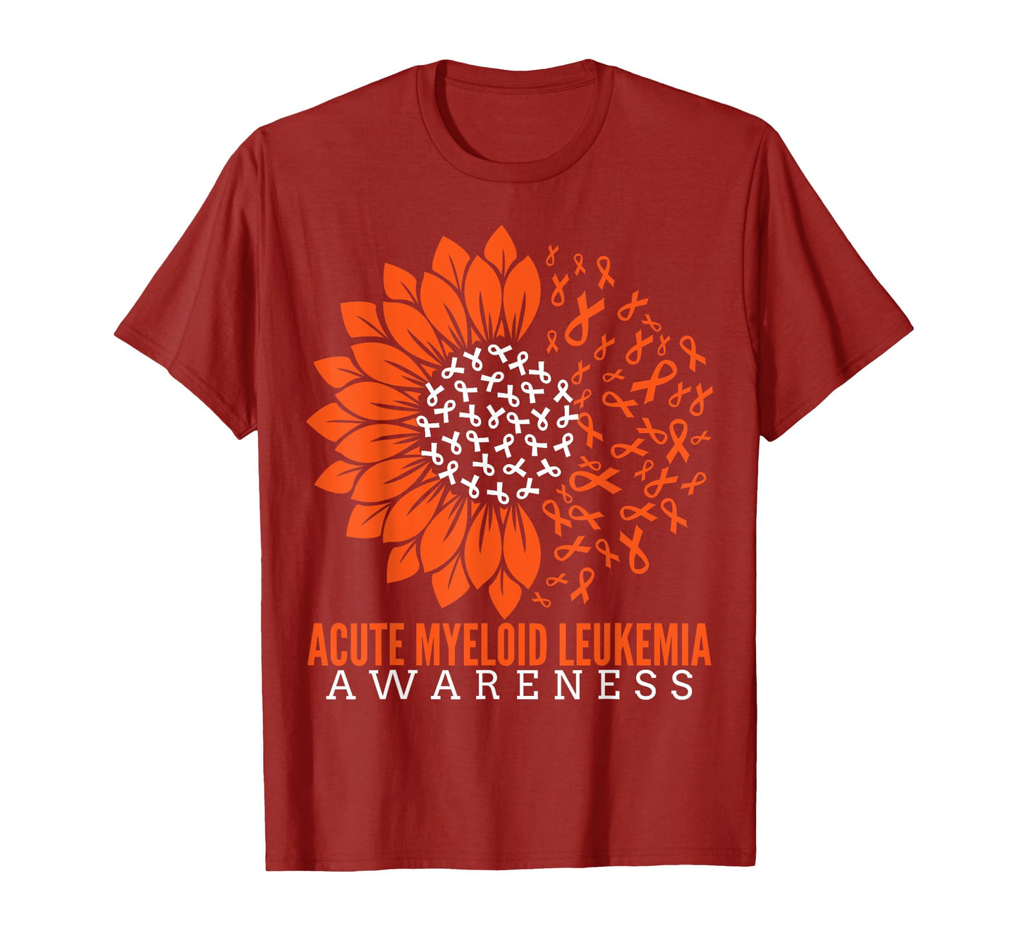 Acute Myeloid Leukemia Awareness Sunflower Ribbon Orange T-Shirt