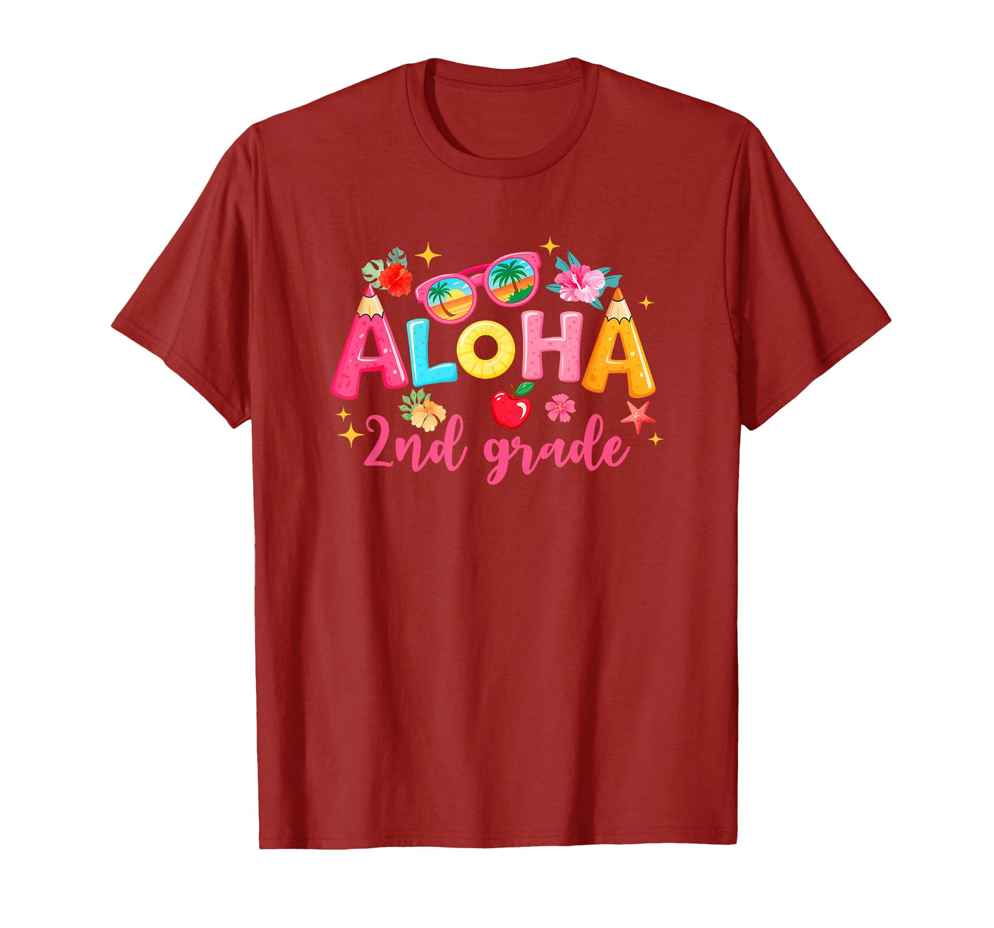 Aloha 2Nd Grade Summer Vacation Beach Teacher School Student T-Shirt