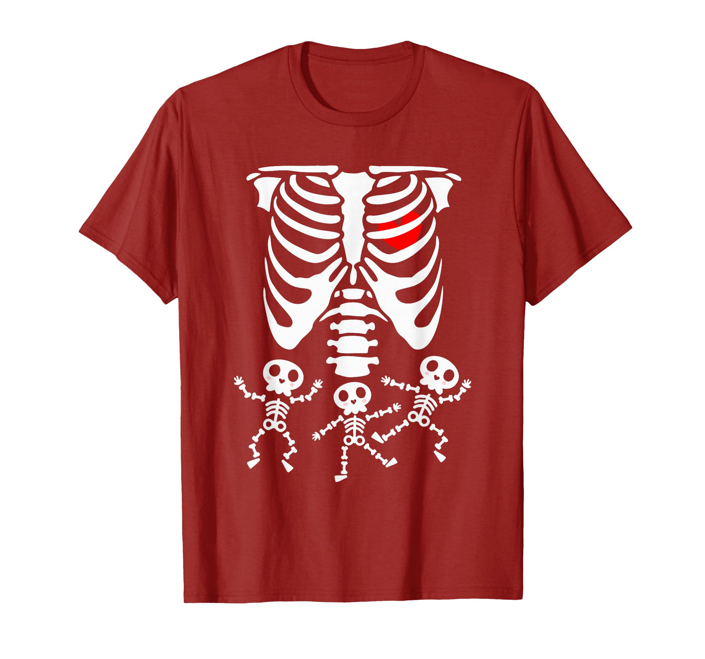 Women Halloween Pregnancy Triplet Costumes Pregnant Skeleton T-Shirt