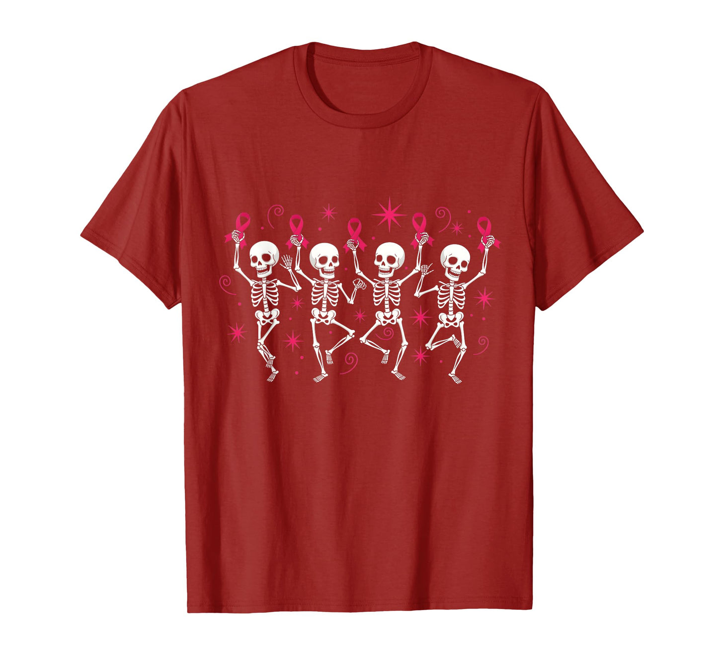 Pink Ribbon Breast Cancer Awareness Skeleton Women Men Kids T-Shirt