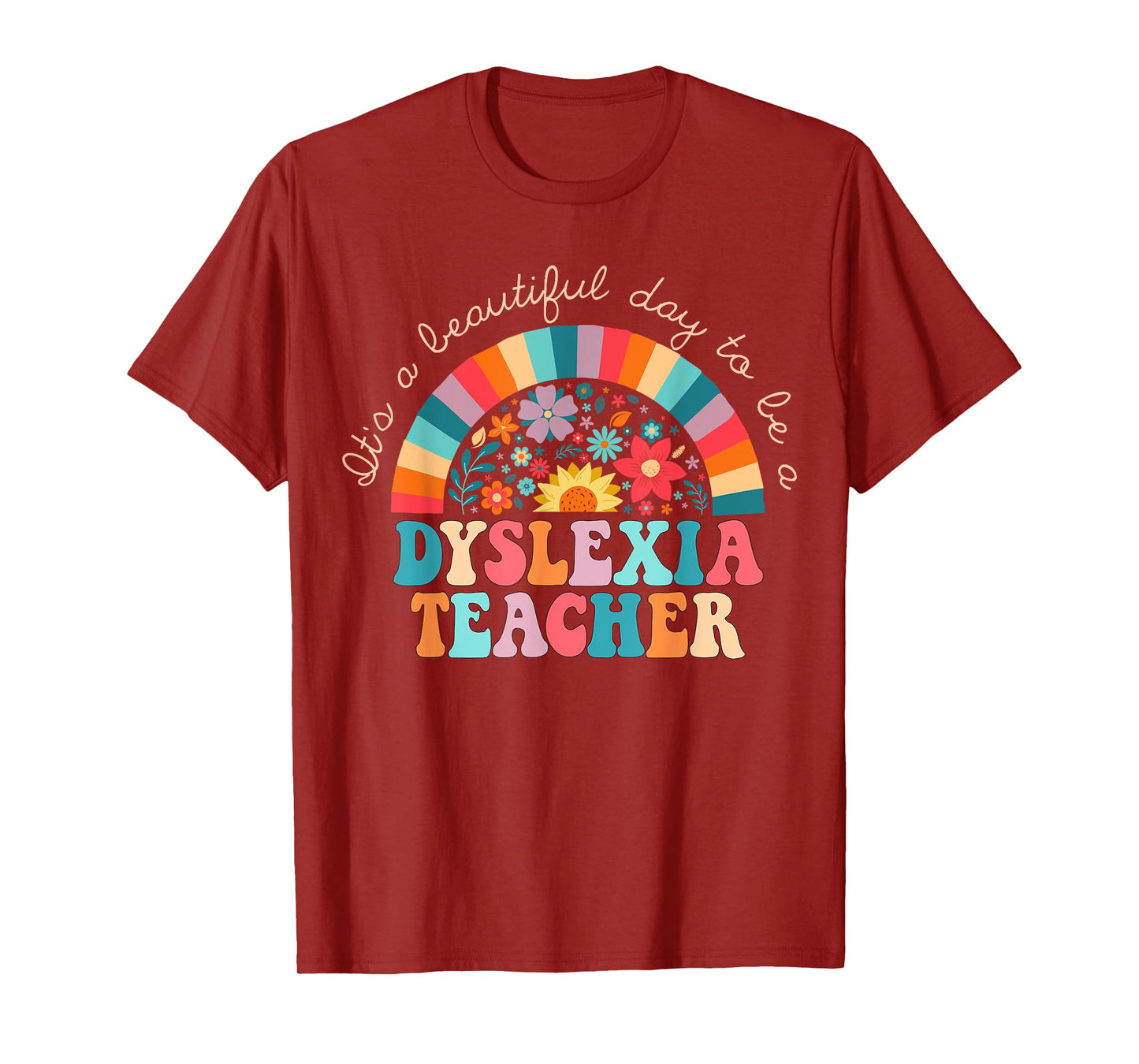 Dyslexia Teacher Retro Dyslexia SPED Therapist Rainbow T-Shirt