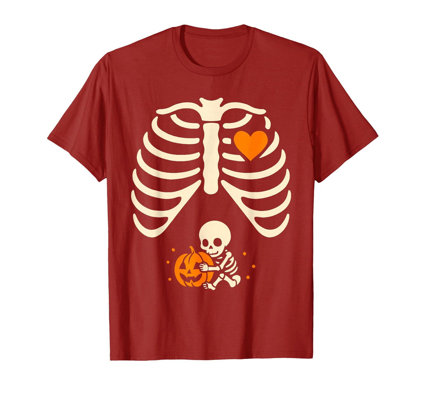 Funny Skeleton Baby Pregnant Xray Rib Cage Halloween Costume T-Shirt