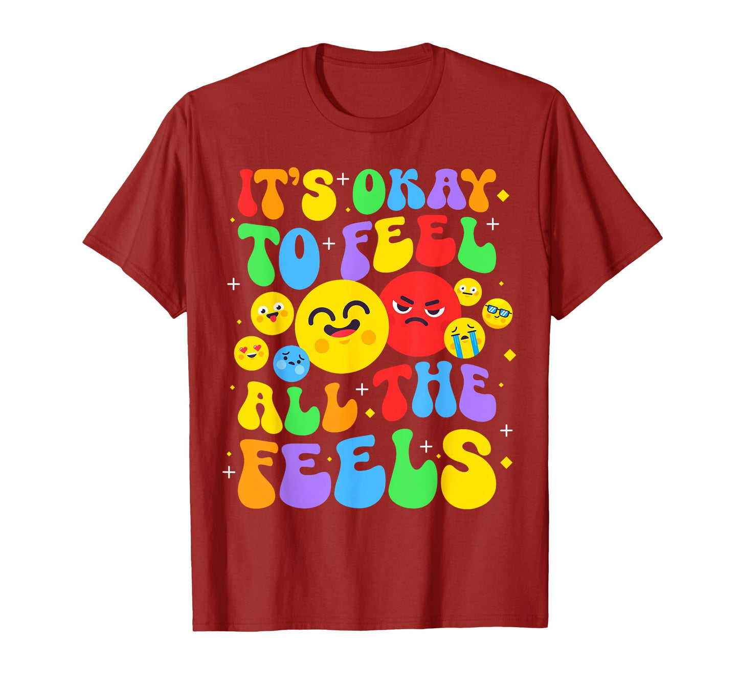 It's Ok To Feel All The Feels Mental Health Awareness Groovy T-Shirt
