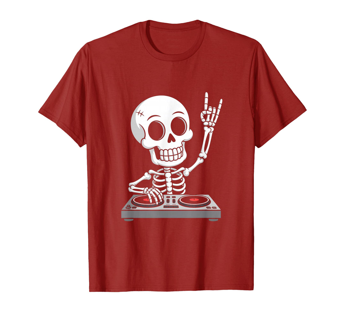 Skeleton DJ on Turntables EDM Synthesizer Rave Music Ghost T-Shirt
