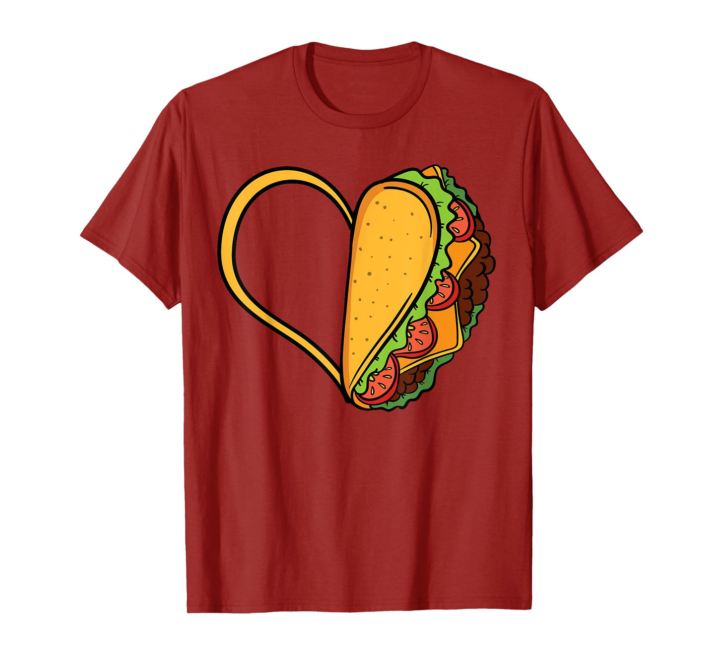 Tacos Heart Mexican Dish Street Food Chili Taquitos Flautas T-Shirt