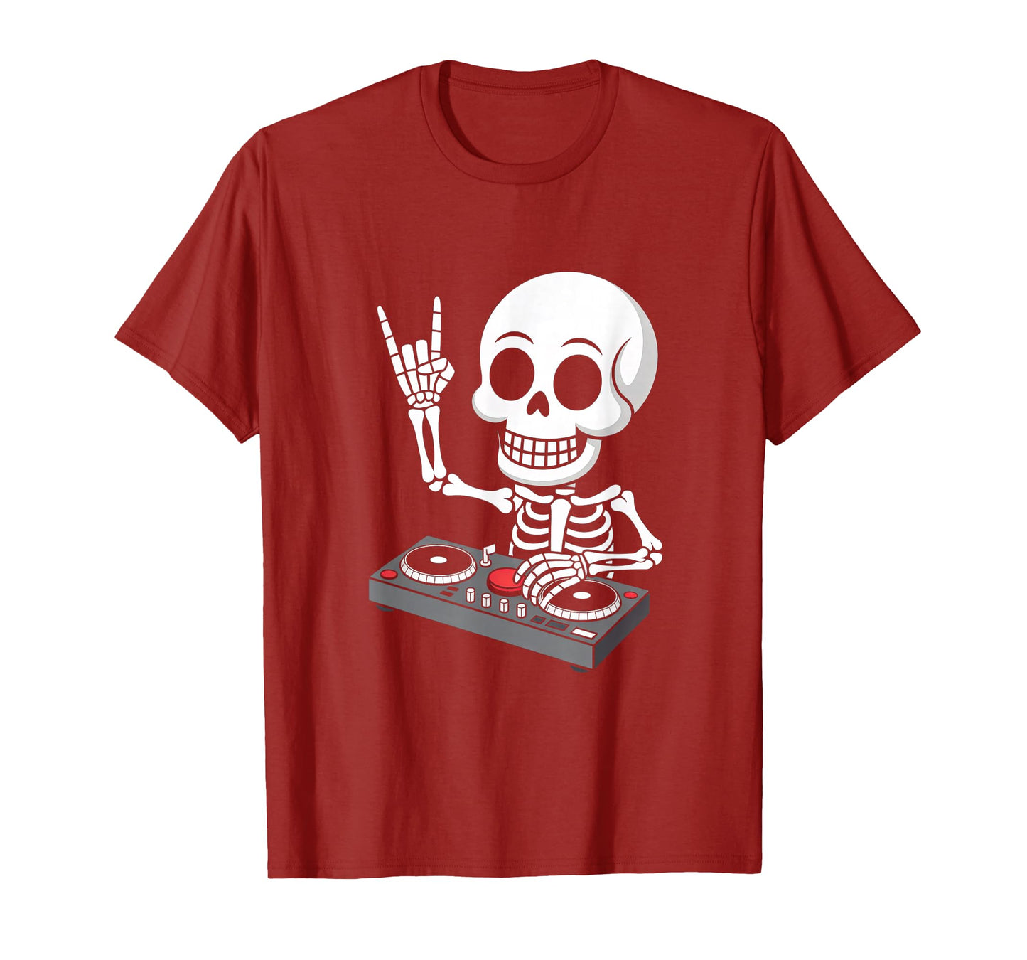 Skeleton DJ on Turntables EDM Synthesizer Rave Music Ghost T-Shirt