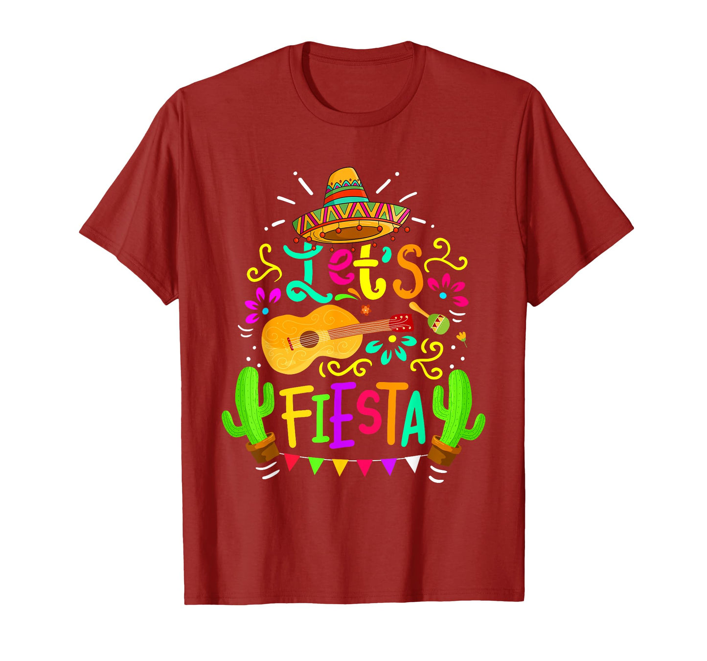 Cinco De Mayo Mexican Guitar Cactus for Men Women Boys Girls T-Shirt