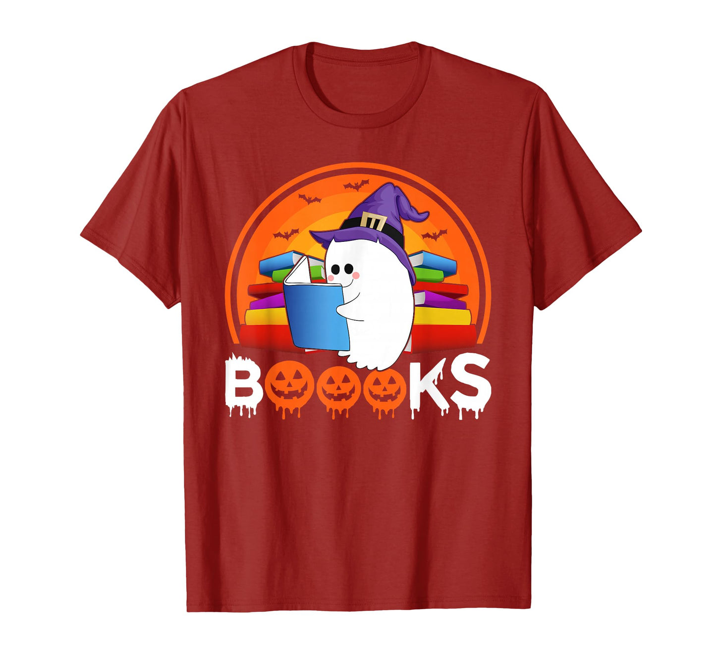 Ghost Book Reading Halloween Costume Book Lover Teacher Kids T-Shirt