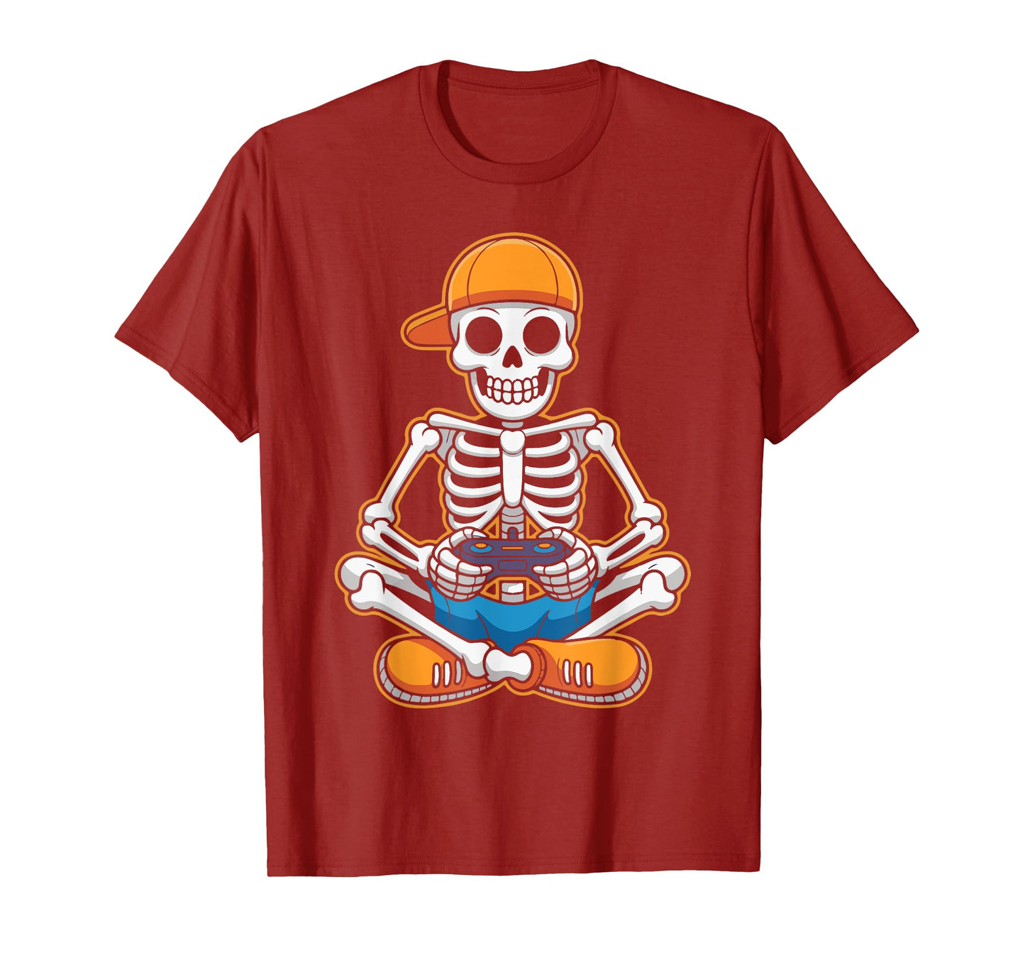 Retro Skeleton Gamer Funny Halloween Boys Men Video Gaming T-Shirt
