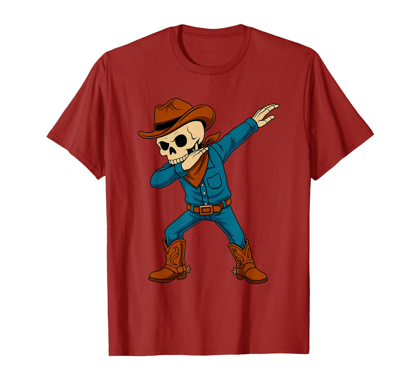 Dabbing Skeleton Cowboy Cool Western Costume Funny Halloween T-Shirt