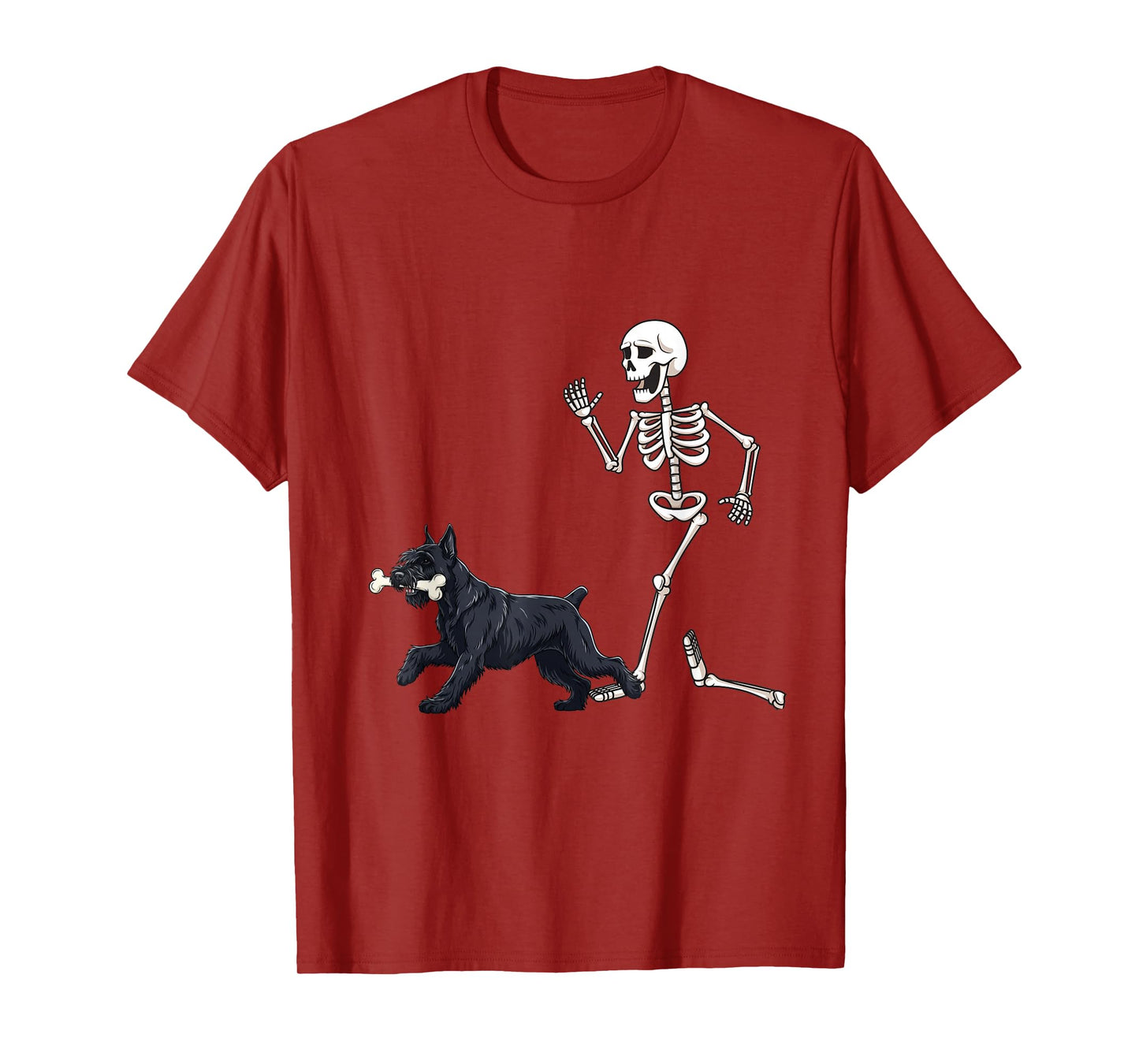 Funny Halloween Giant Schnauzer and Skeleton T-Shirt