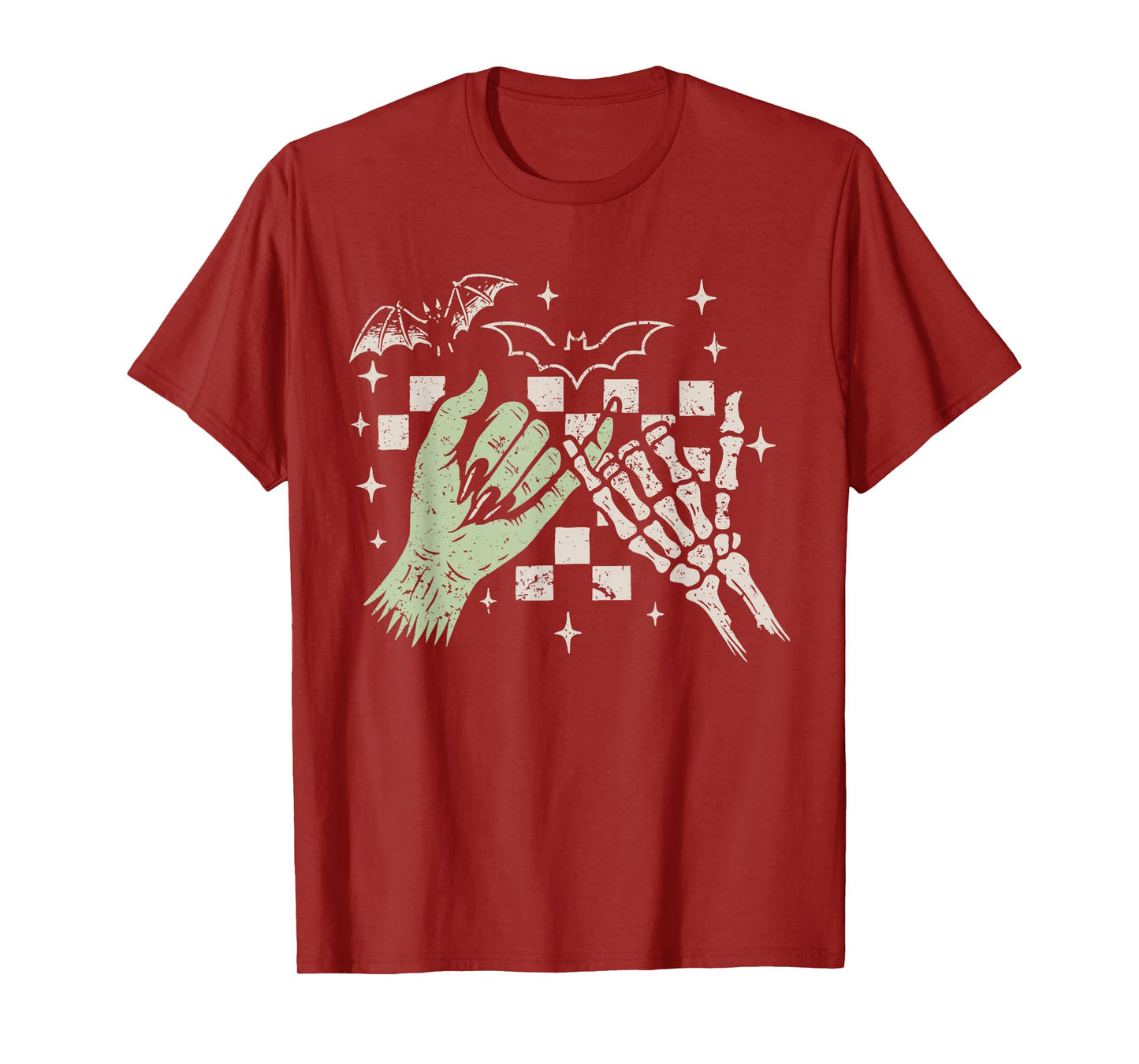 Retro Halloween Funny Monster Skeleton Spooky Friendship T-Shirt