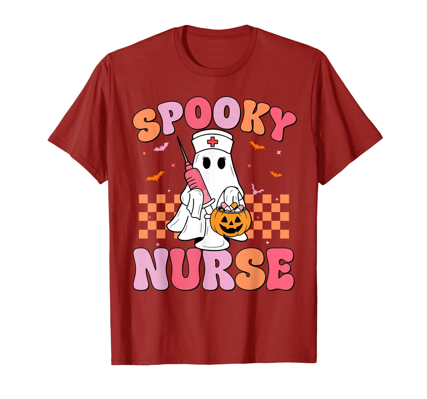 Groovy Spooky Nurse Funny Ghost Halloween Nursing Women T-Shirt