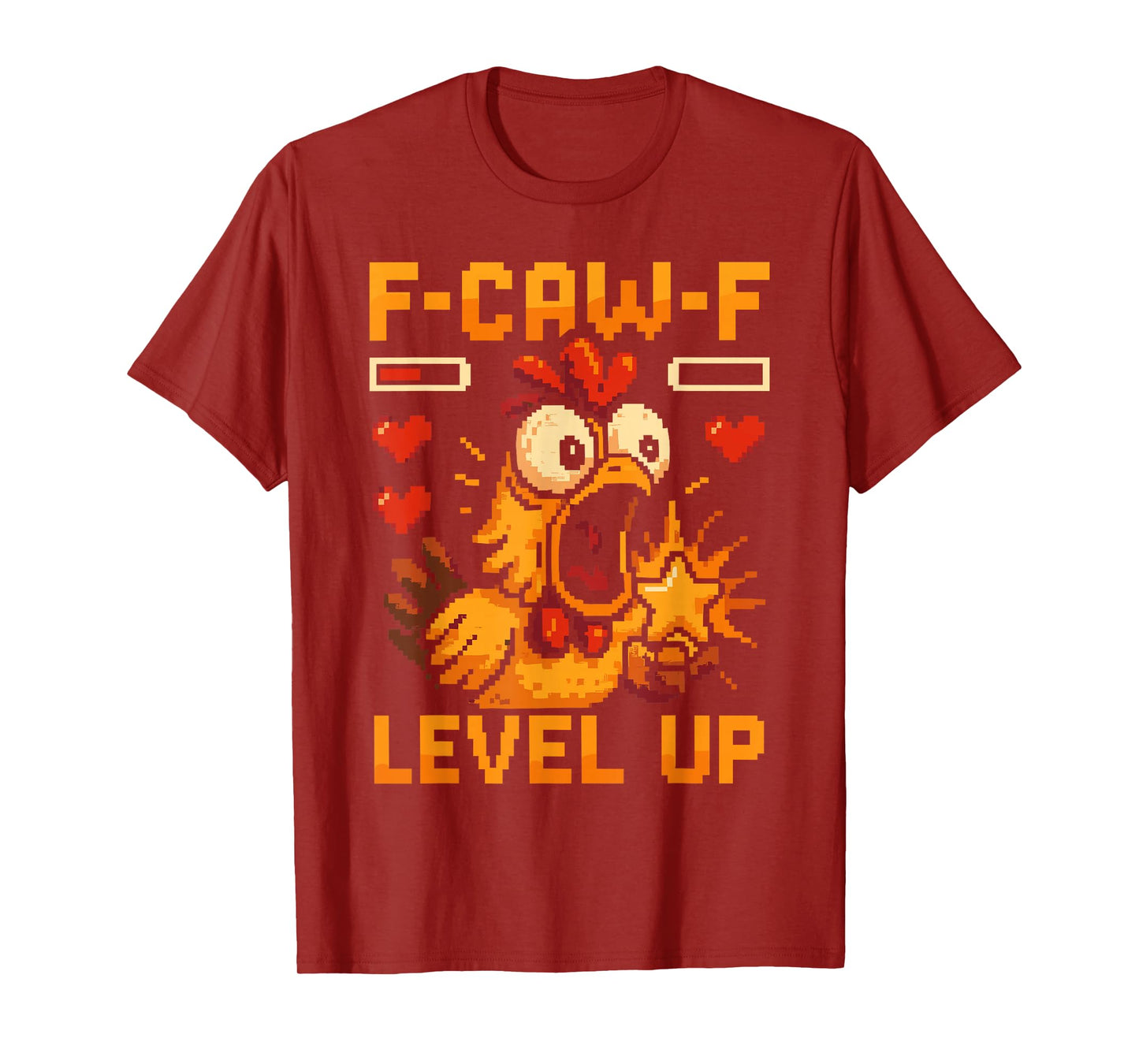 F-Caw-F Funny Chicken Pixel Art Retro Gaming F Caw F Meme T-Shirt