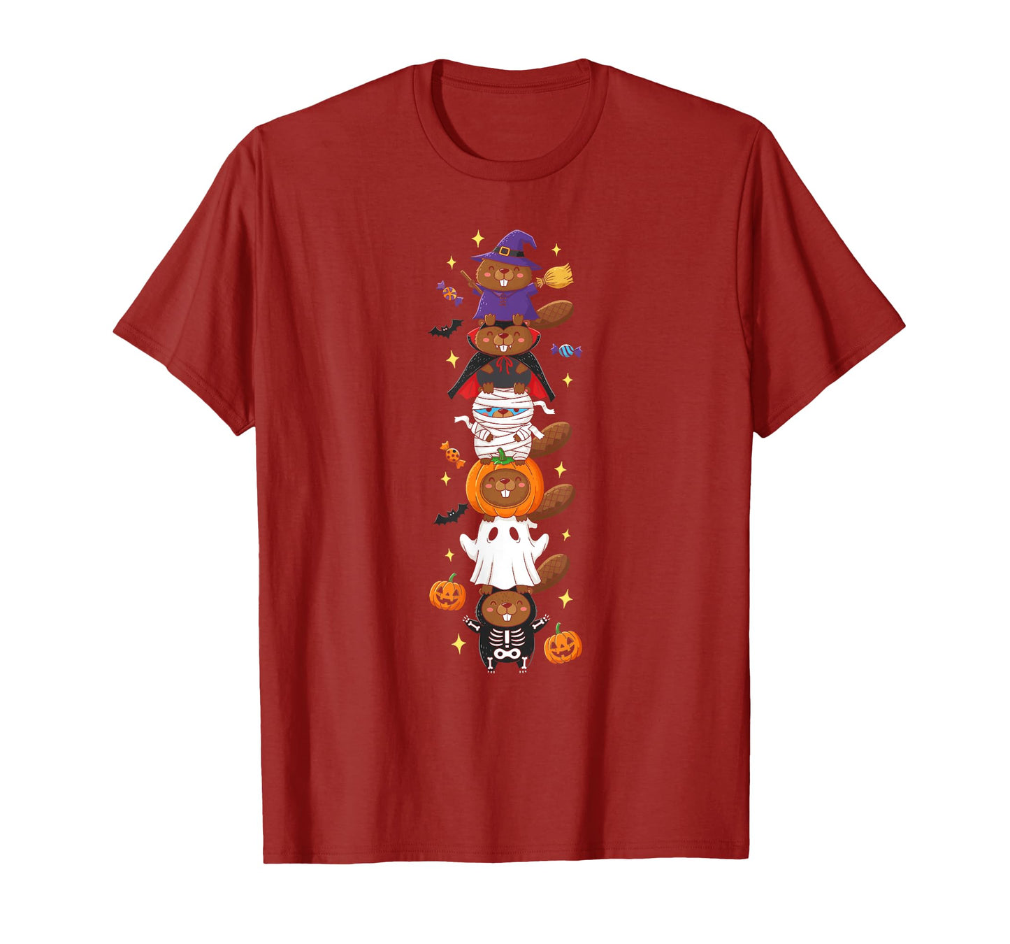 Funny Beaver Witch Vampire Ghost Halloween Kids Mens Womens T-Shirt