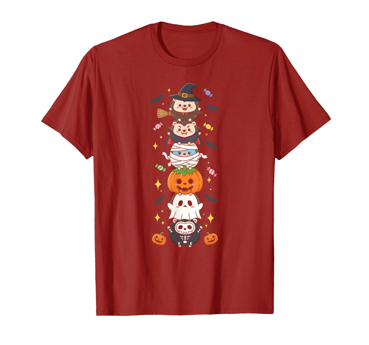 Hedgehog Witch Vampire Ghost Halloween Kids Mens Womens T-Shirt