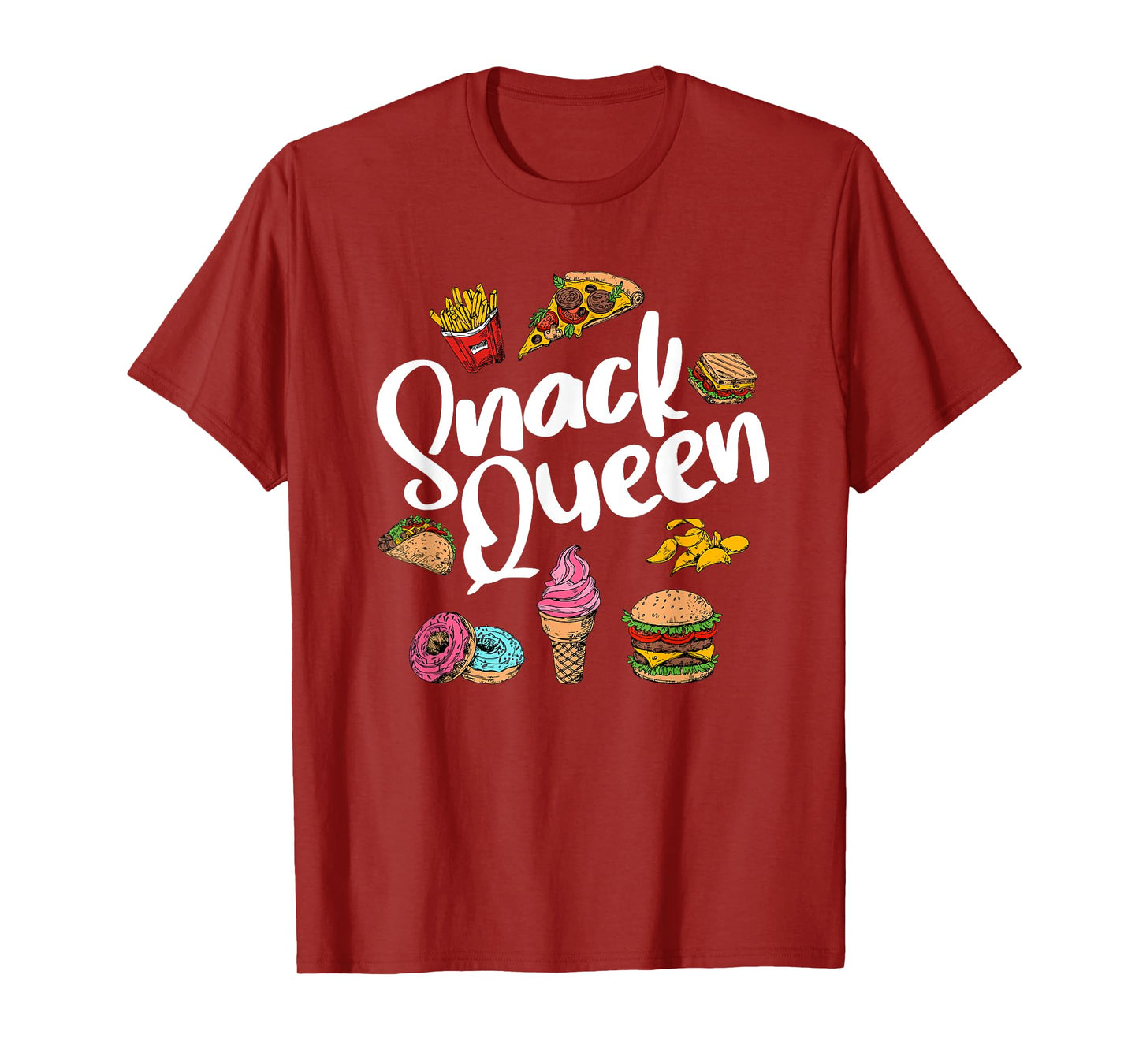 Funny Snack Lover Designs For Women Girls Snack Queen Foodie T-Shirt