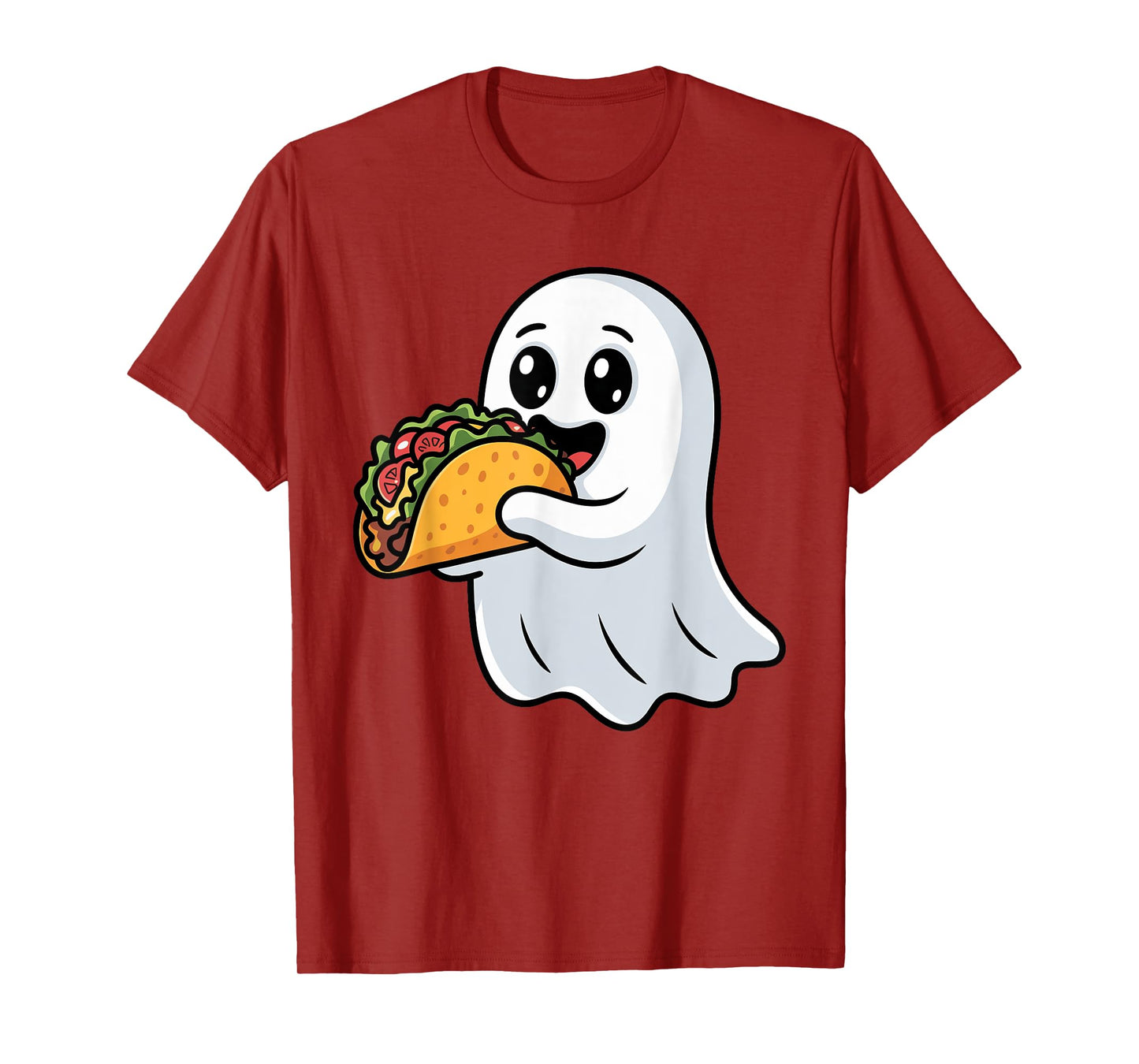 Boo Ghost Eating Tacos Funny Creepy Halloween Trick or Treat T-Shirt