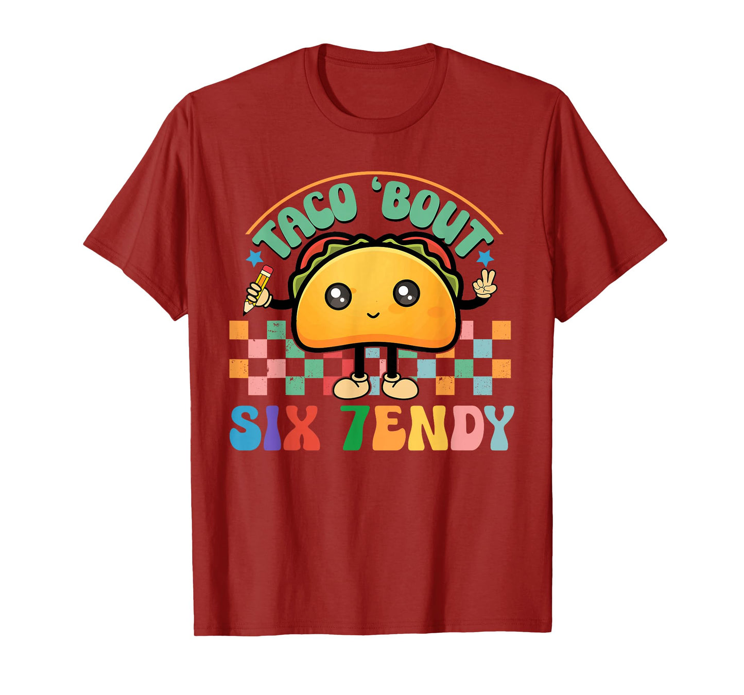 Lets Taco About 6 7endy Funny six Seven Meme Humor Checkered T-Shirt