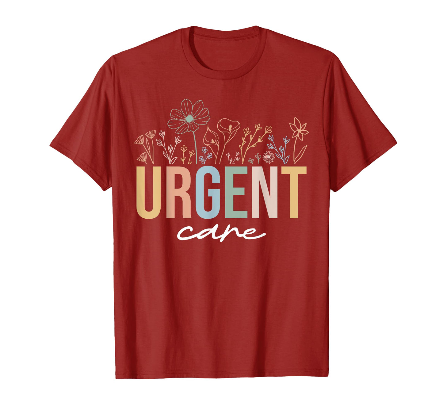 Urgent Care Department Wildflowers ICU Nurse T-Shirt - Black, Small, Short Sleeve, Unisex-Adults, Nursing, T-Shirt