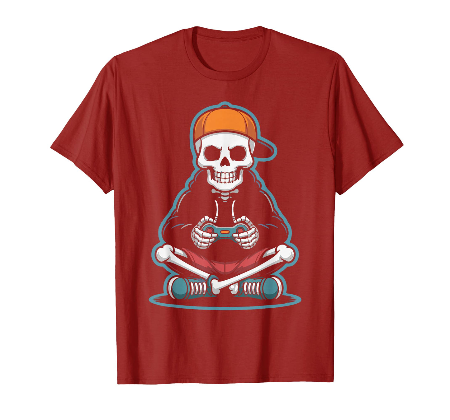Halloween Skeleton Gaming Controller Funny Spooky Gamer Men T-Shirt