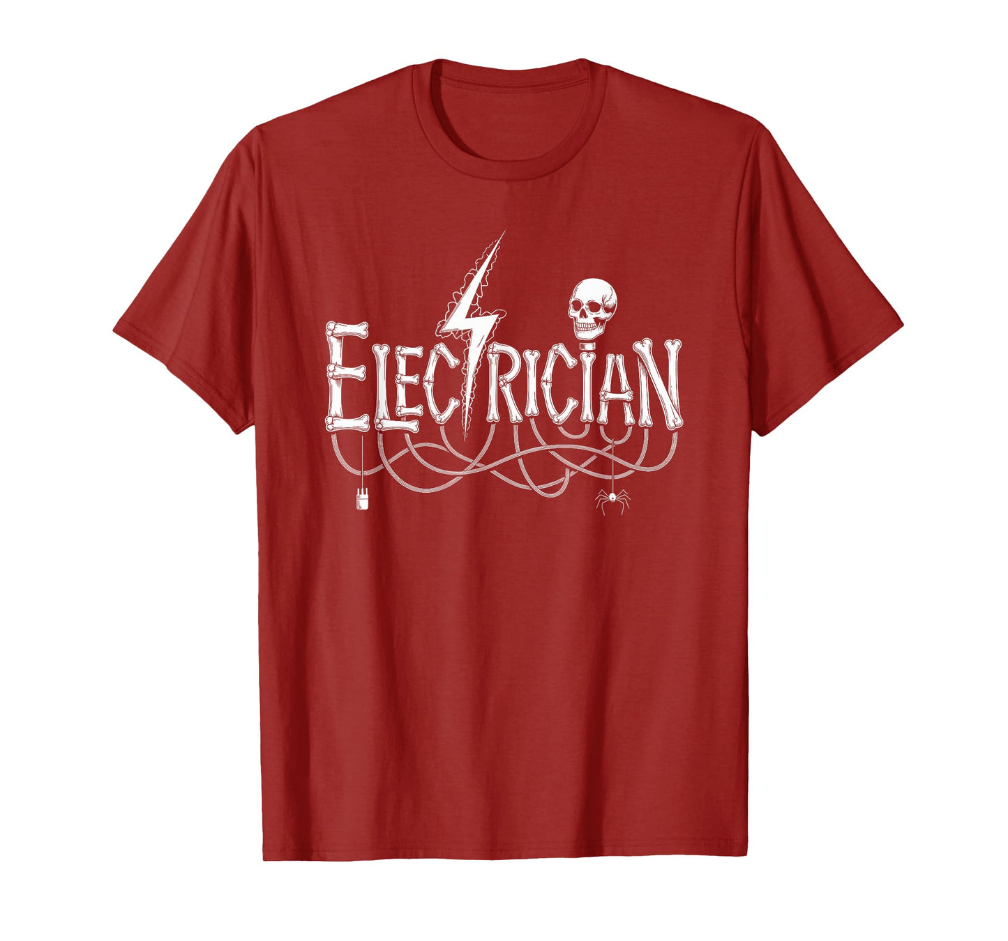 Electrician Skull and Bone Lettering Skeleton Halloween T-Shirt