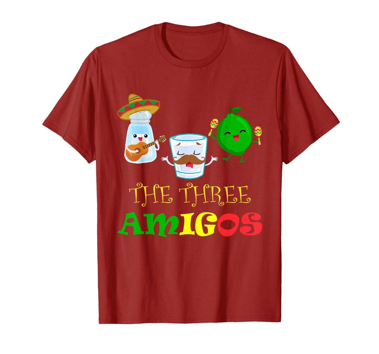 The Three Amigos T-Shirt - Black, Unisex-Adults, Small, Short Sleeve