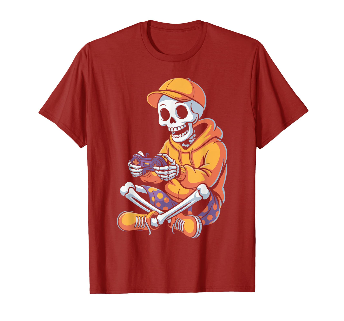 Skeleton Gamer Funny Halloween Boys Kids Video Play Men Boy T-Shirt