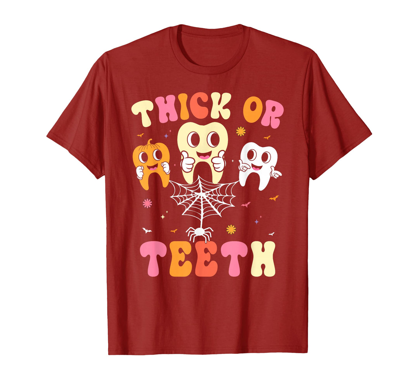Trick or Teeth Dental Crew Dentist Teeth Halloween Groovy T-Shirt