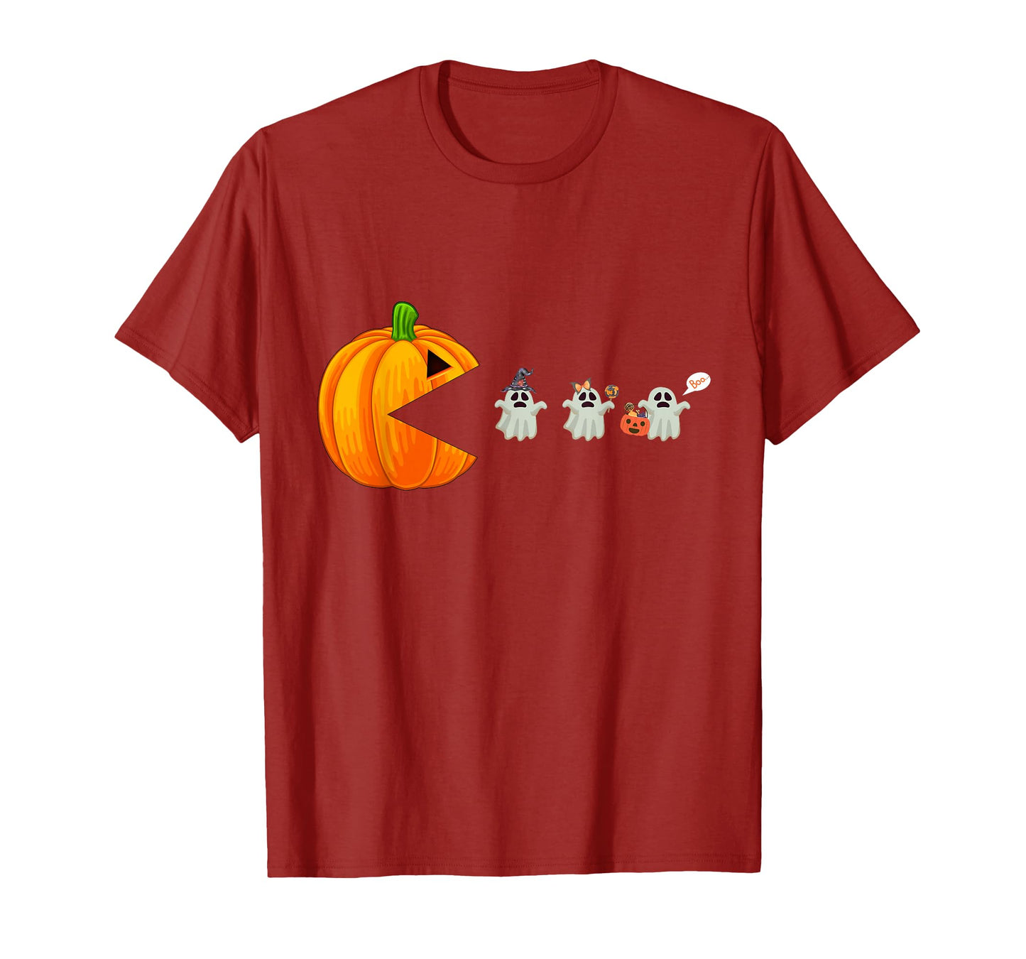 Halloween Gamer Pumpkin Eating Ghost Costume Men Boys Kids T-Shirt