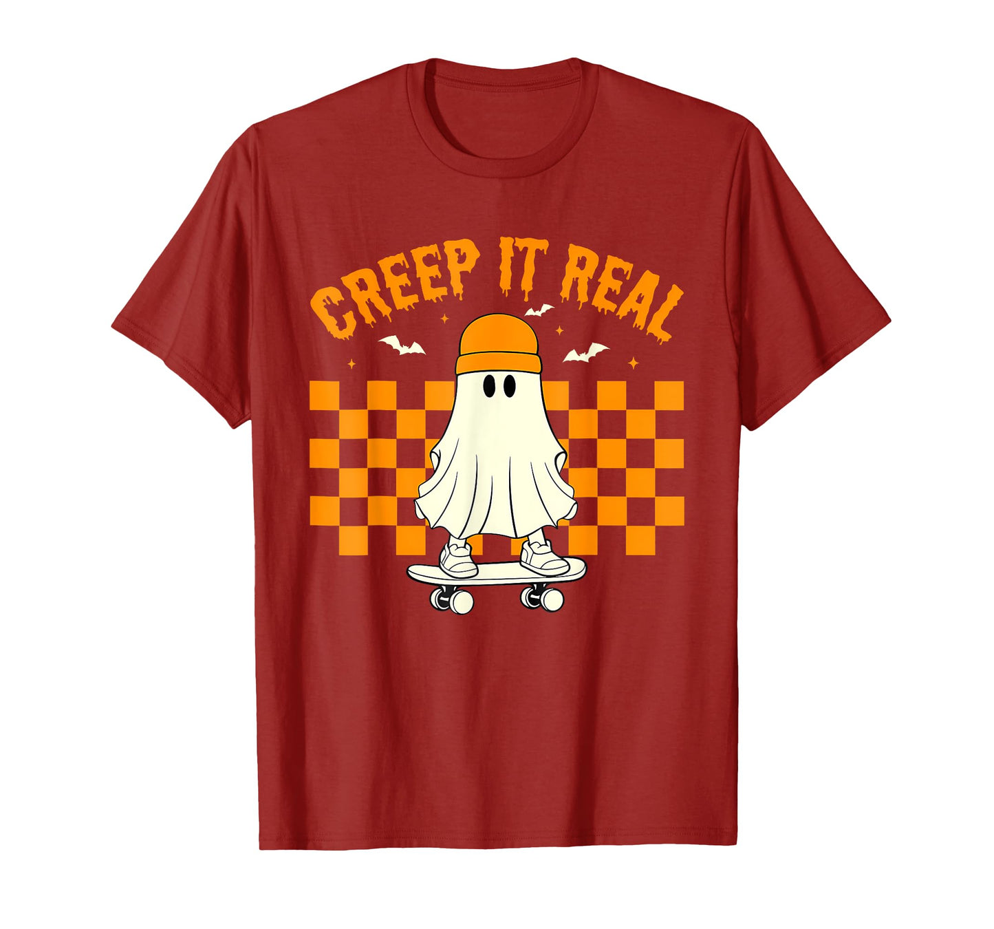 Creep It Real Ghost Skater Halloween Costume Men Boys Kids T-Shirt
