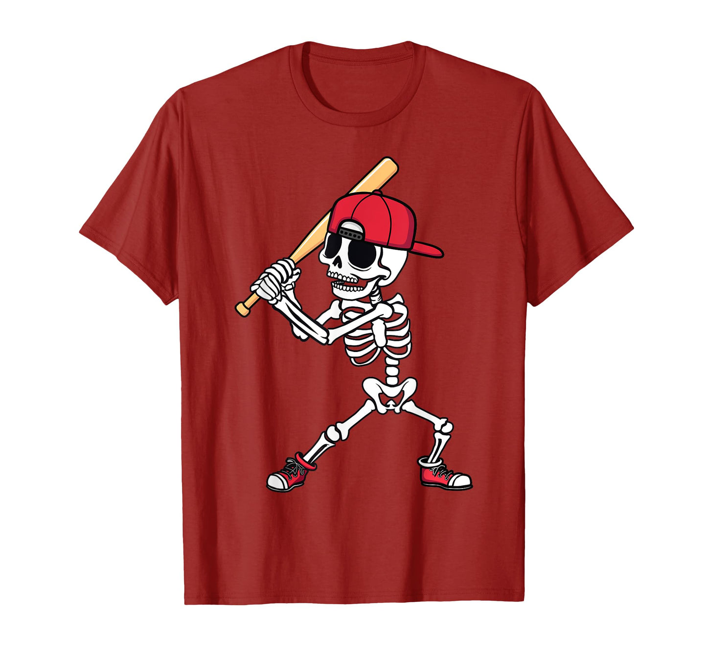 Baseball Skeleton Halloween Funny Baseball Player Men Boys T-Shirt
