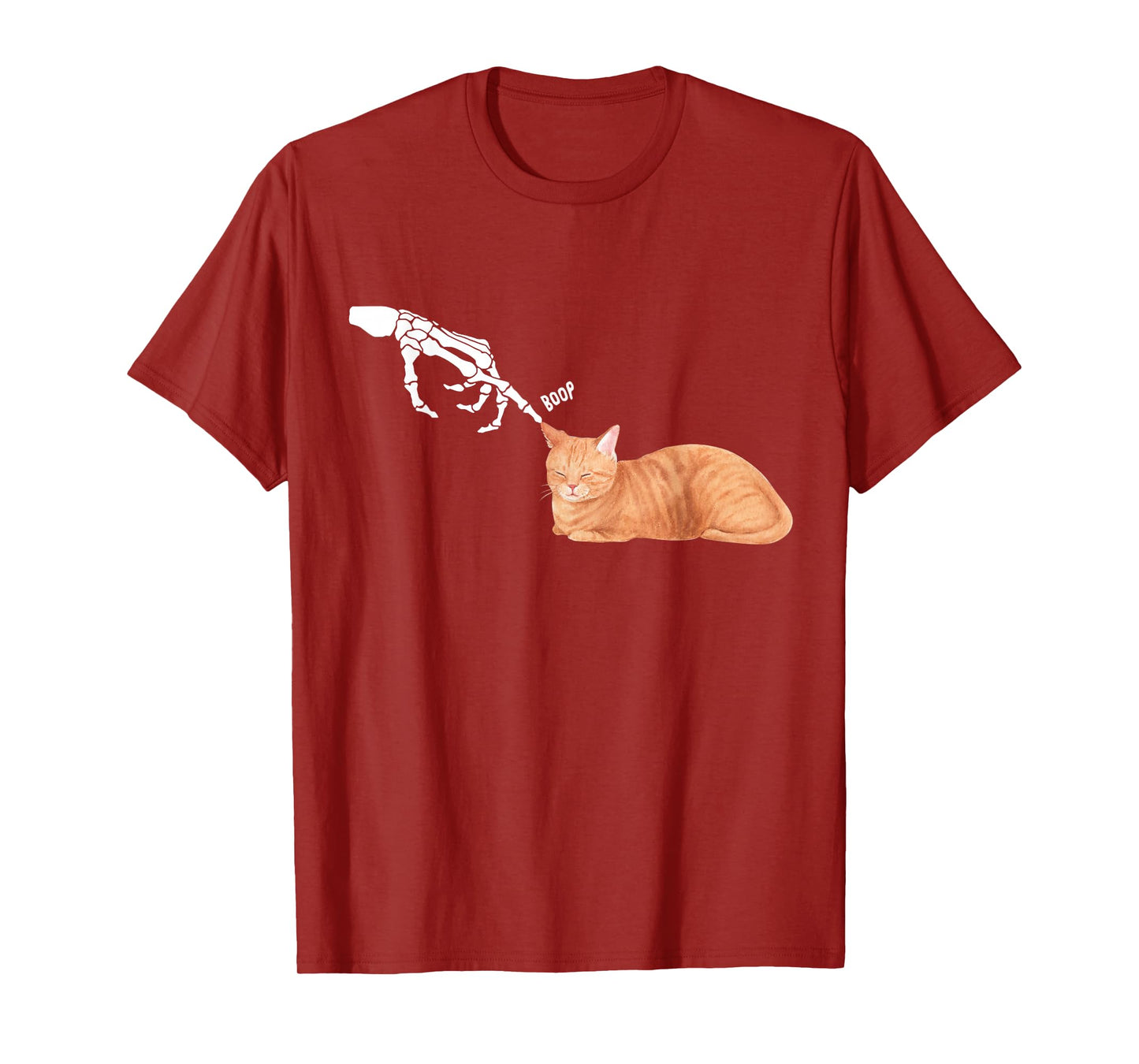 Cute Orange Cat Halloween Hand Skeleton Spooky Season Boop T-Shirt