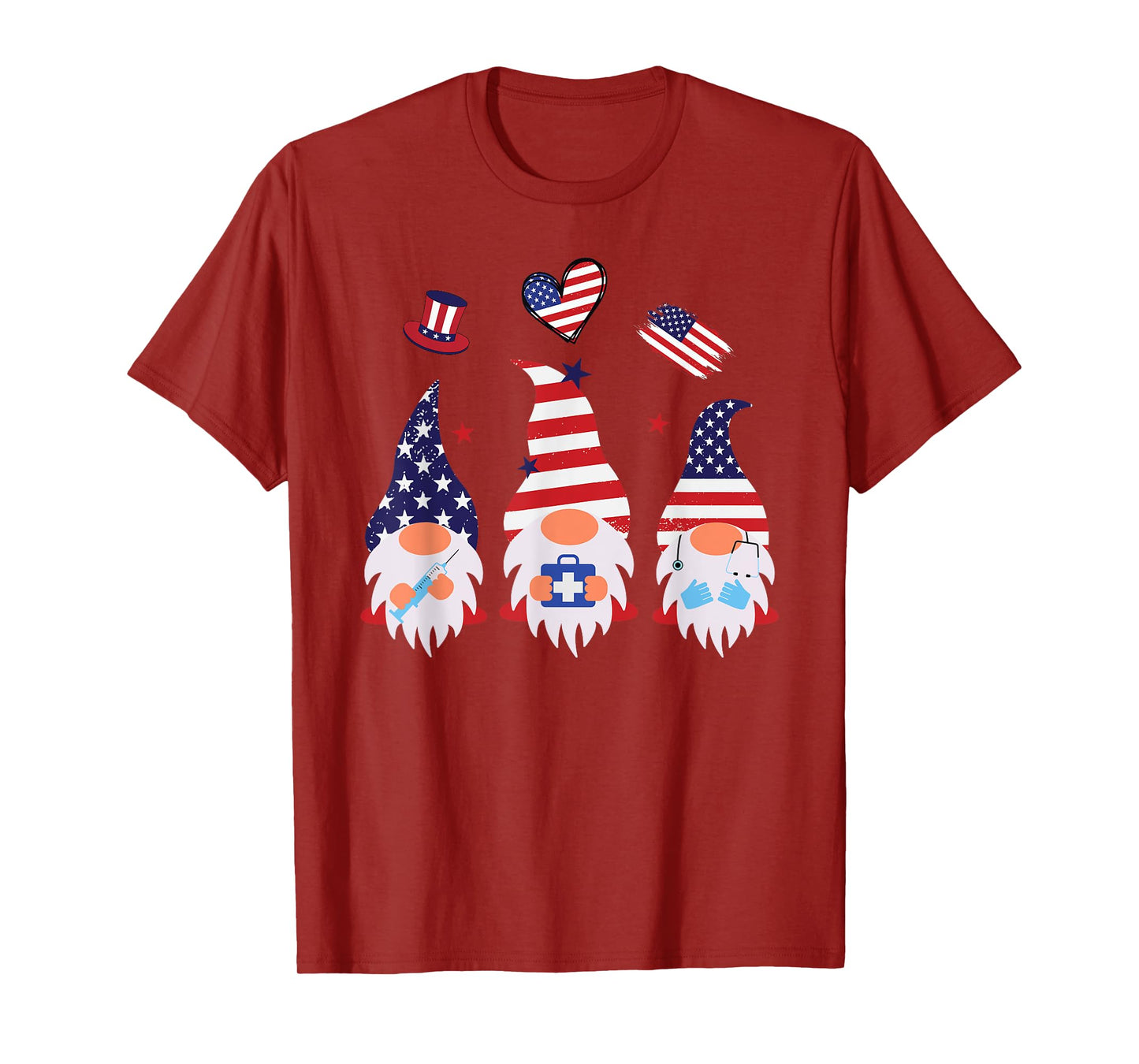 American Gnomes Nurse 4th Of July Scrub Top Patriot Women T-Shirt