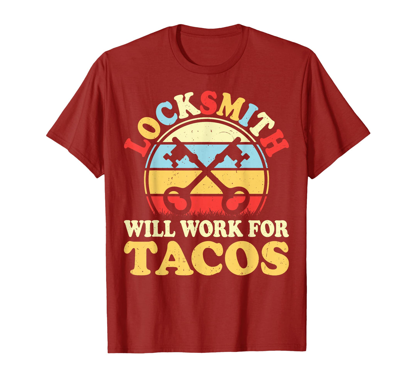 Retro Locksmith Will Work for Tacos Lock Picker Locksmithing T-Shirt