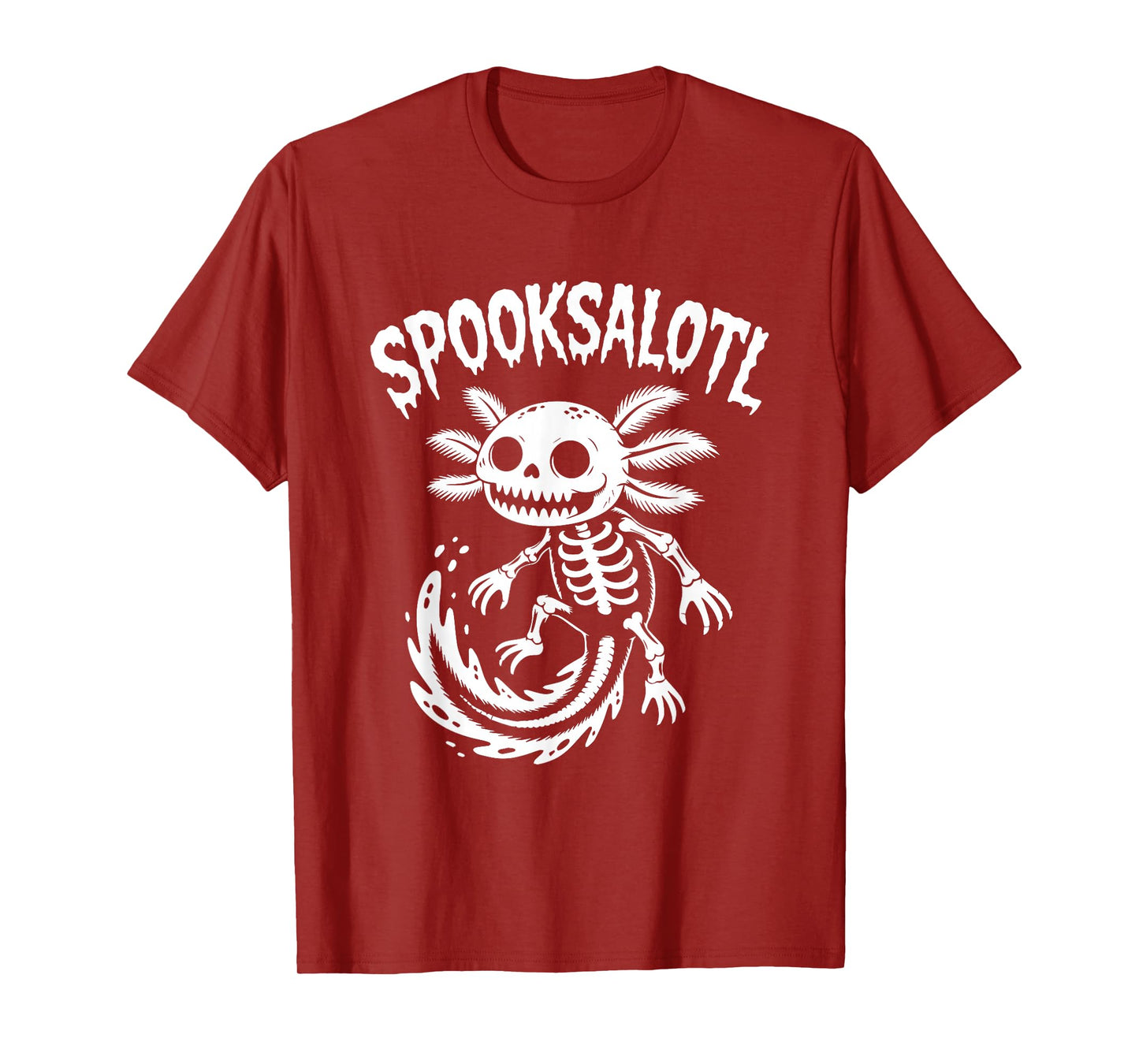 Spooksalotl Cute Pink Axolotl Skeleton Halloween T-Shirt