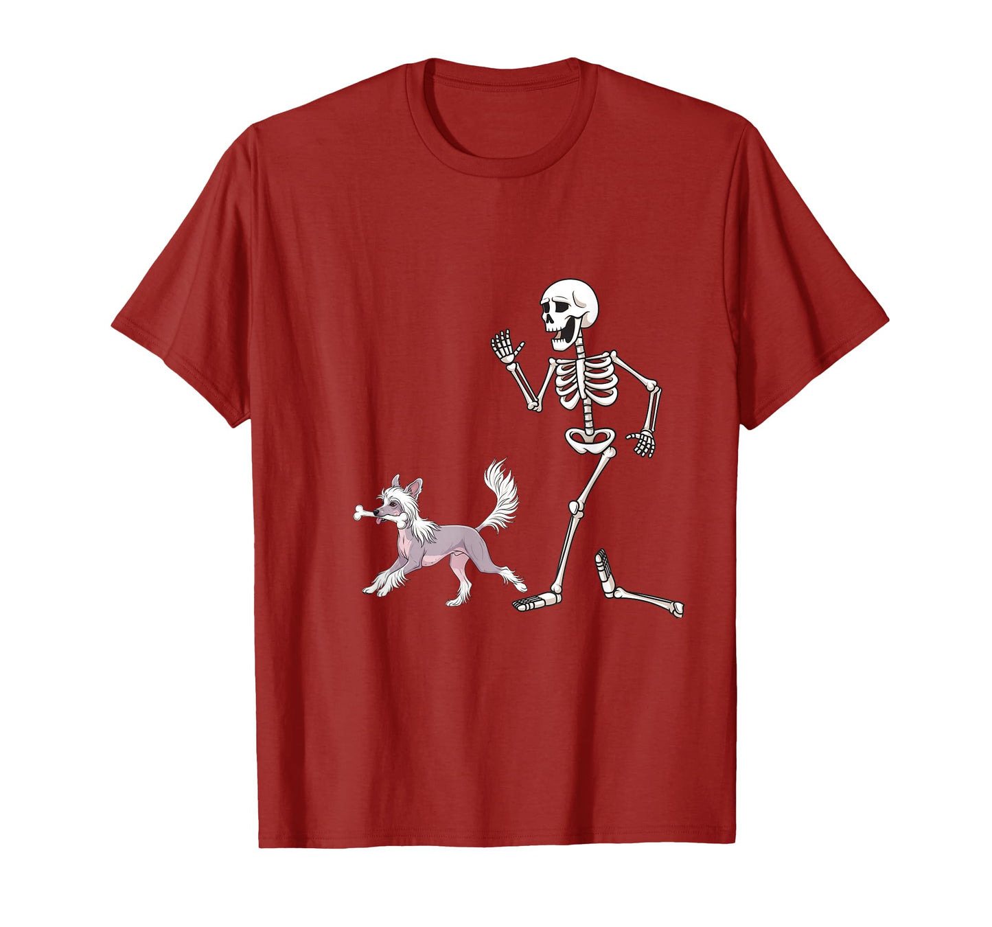 Funny Halloween Chinese Crested and Skeleton T-Shirt
