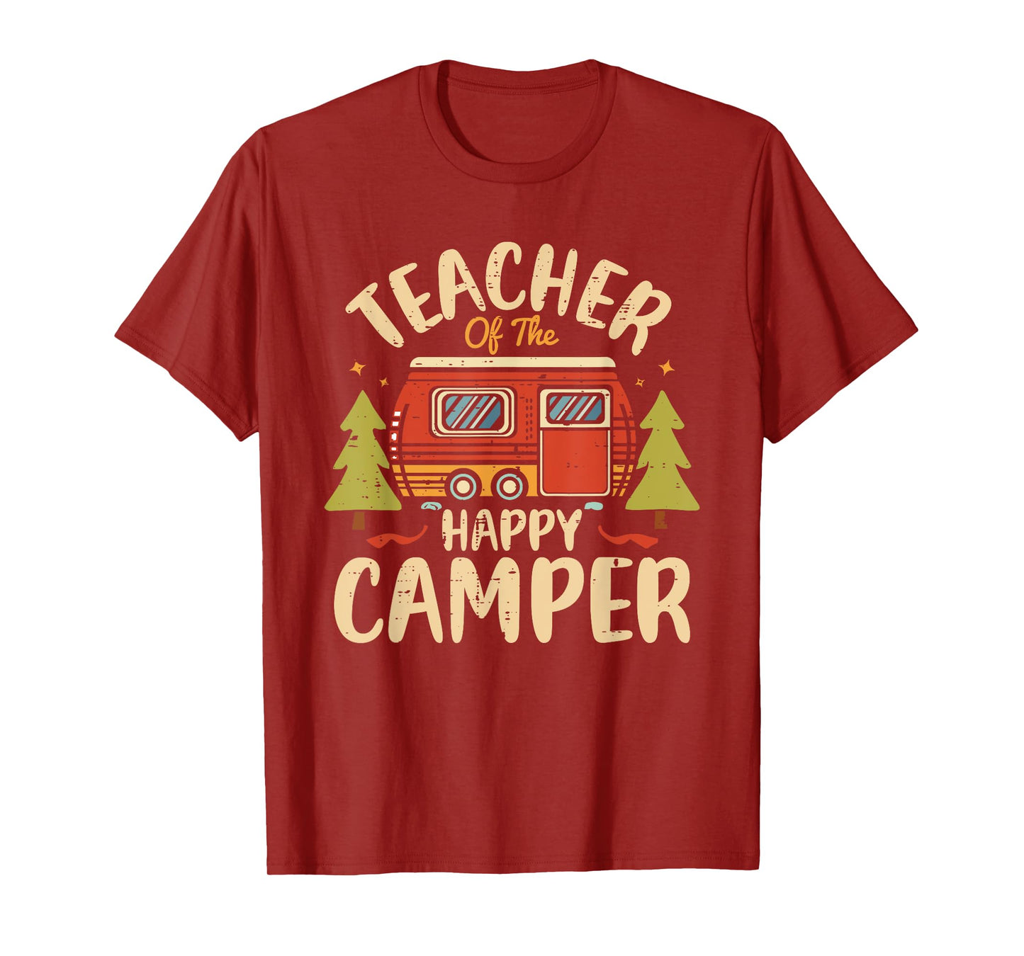 Teacher of Happy Camper 1st Birthday Party Retro Teacher T-Shirt